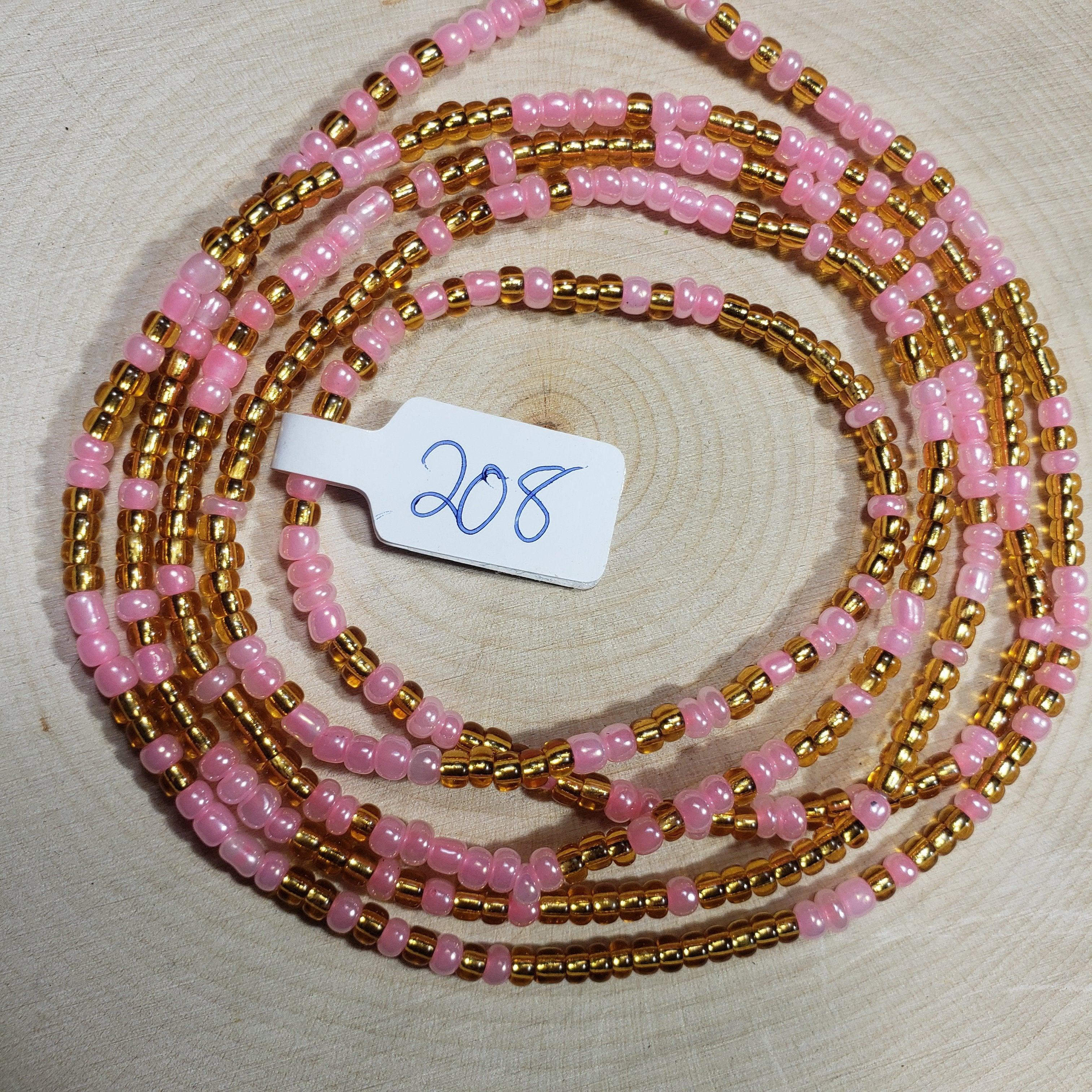 Baby Pink and Gold Shiny Waist Beads