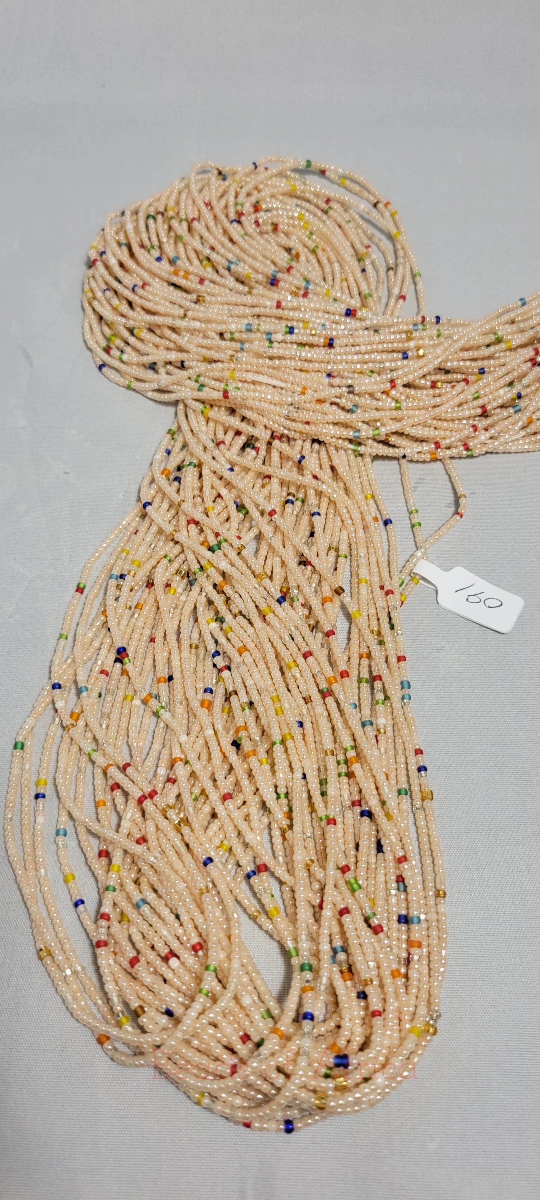 Shimmering Light Pink with Mixed Colored Crystal Waist Beads