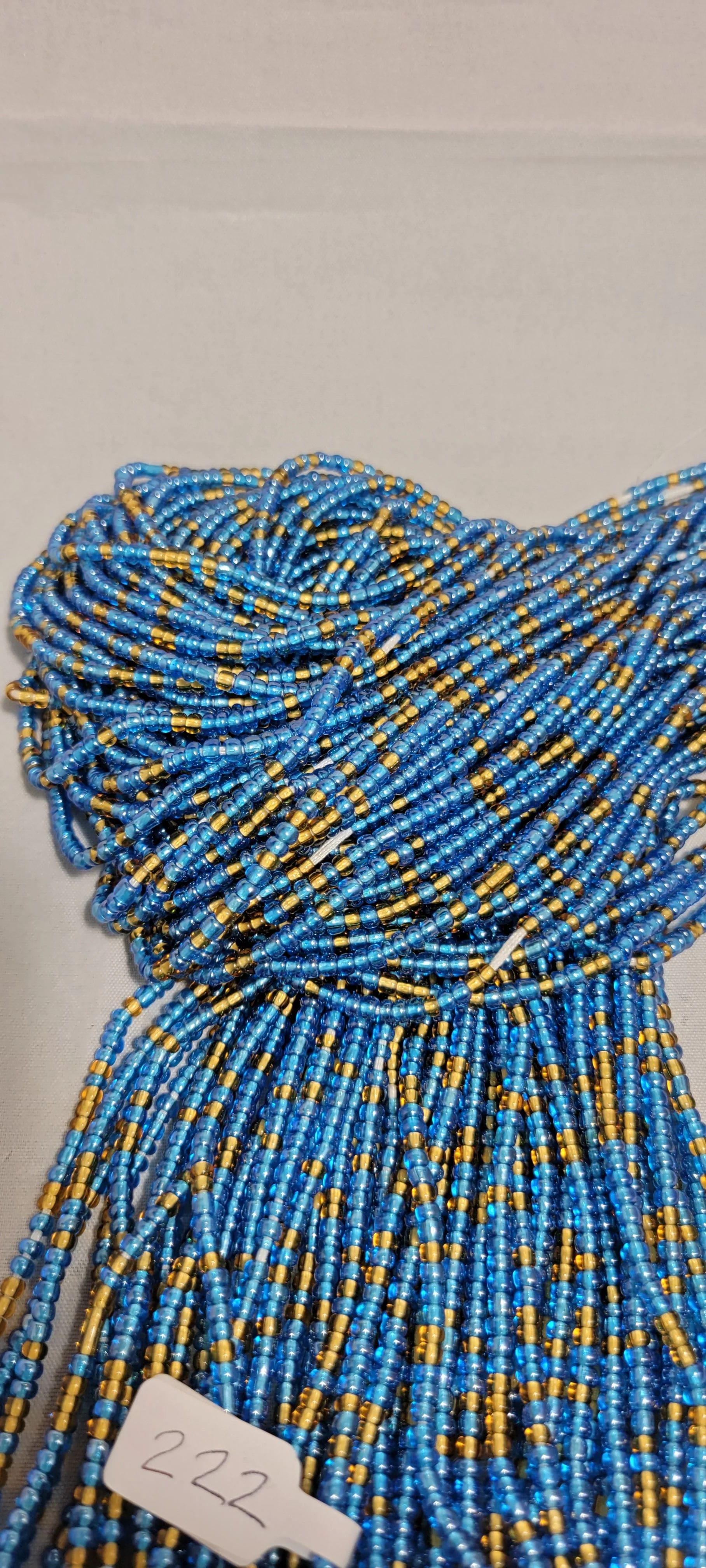 Crystal Blue with Gold Waist Beads