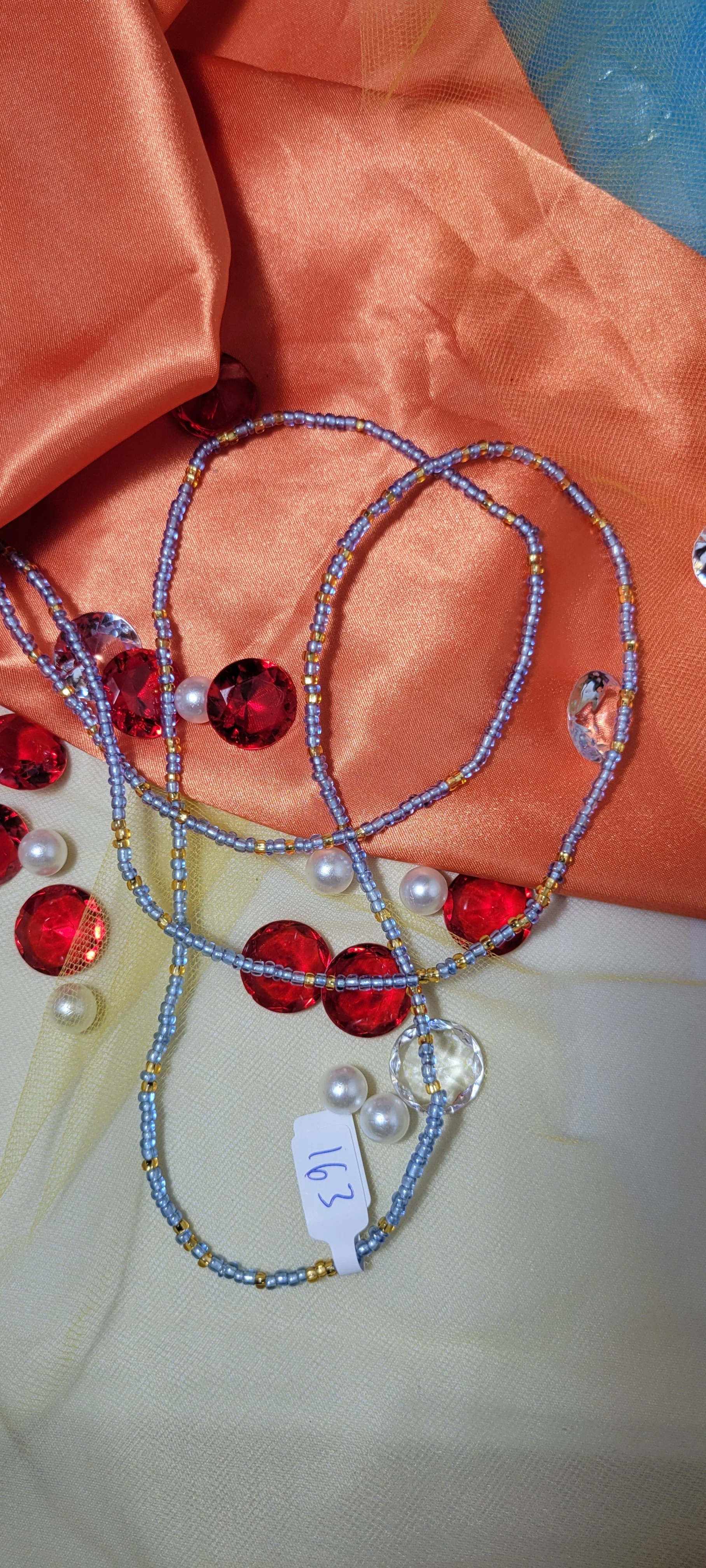 Shiny Blue with Gold Waist Beads