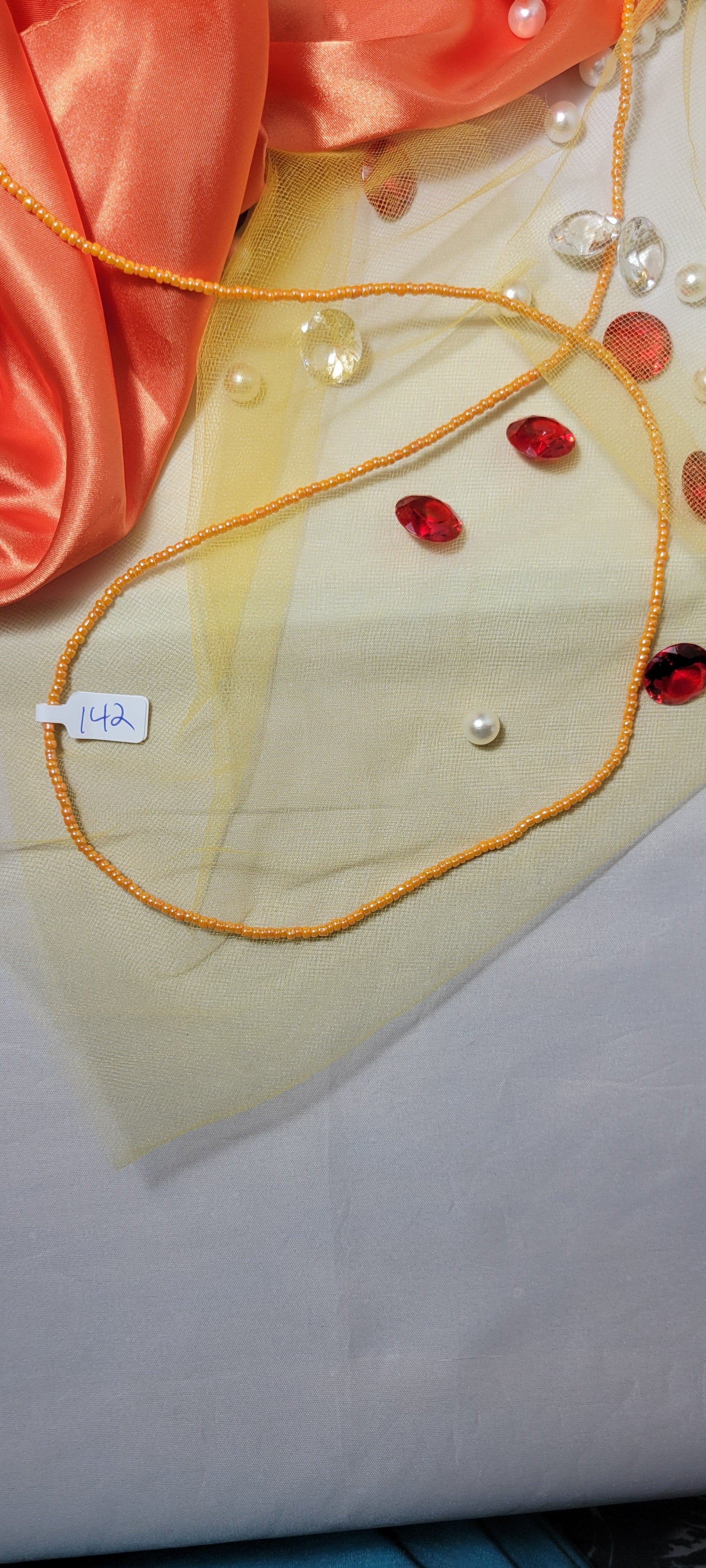 Solid Orange Shiny Waist Beads