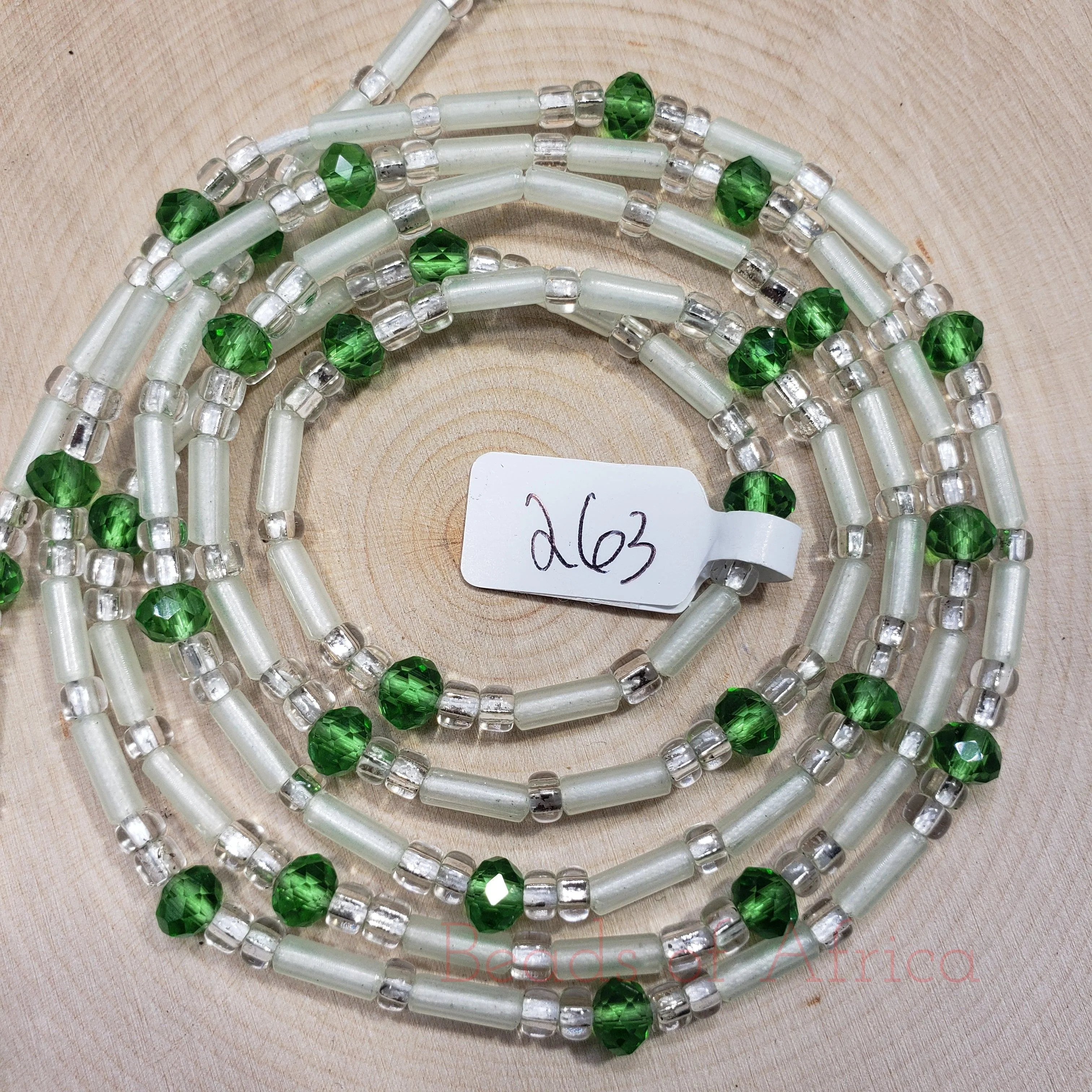 Tubular Green Gems Glow In The Dark Waist Beads