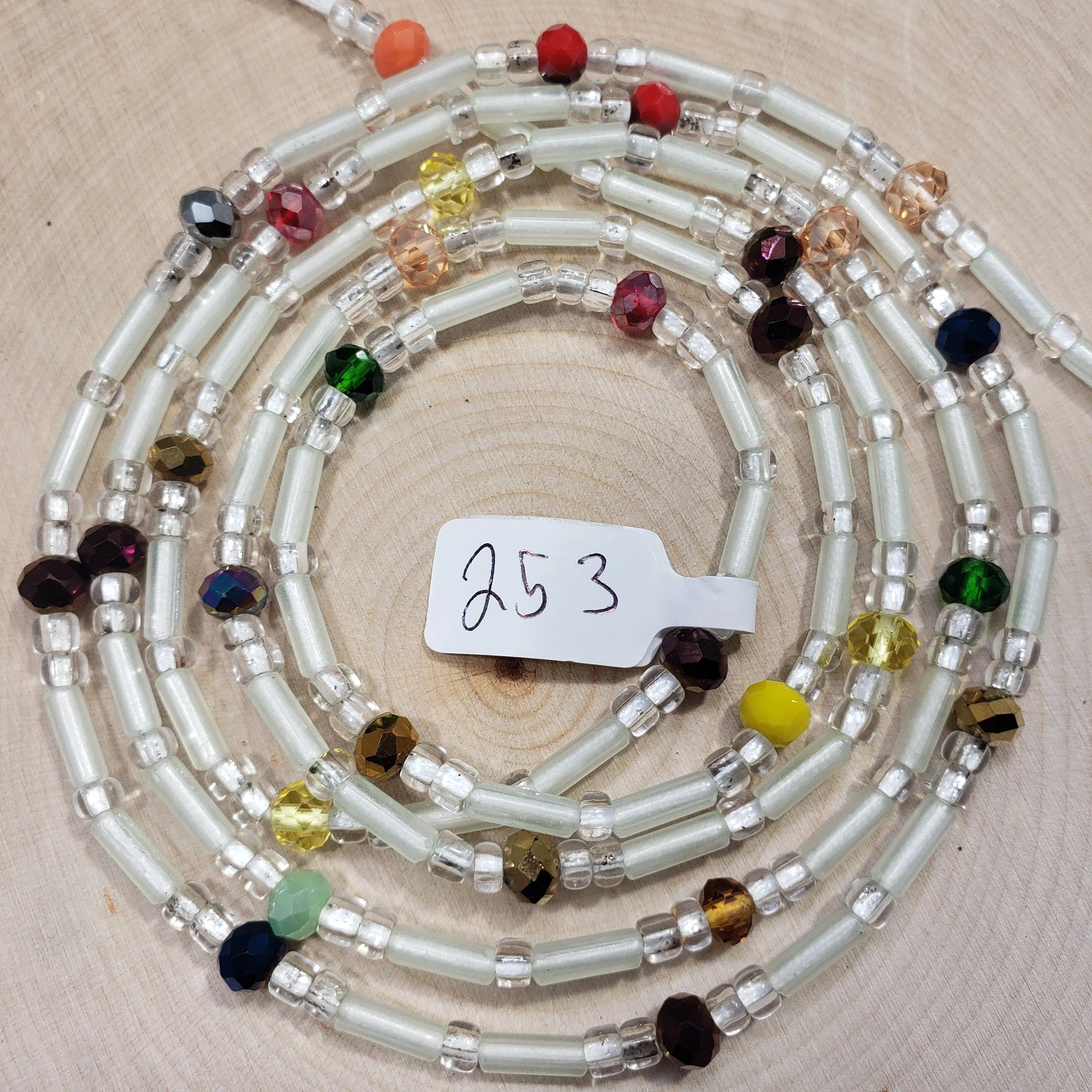 Tubular Glow in the Dark with Multicolor Gems Waist Beads