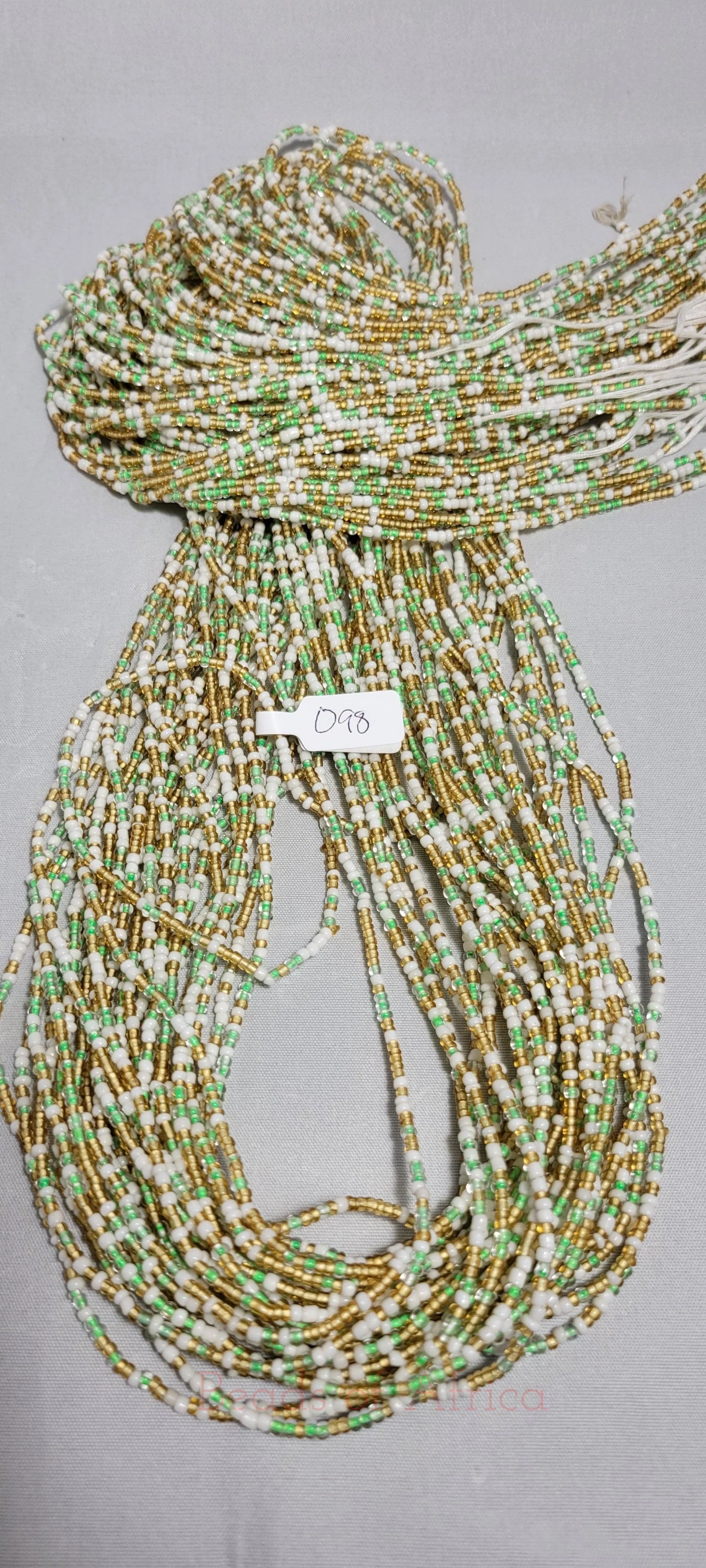 Gold, White and Green Waist Beads