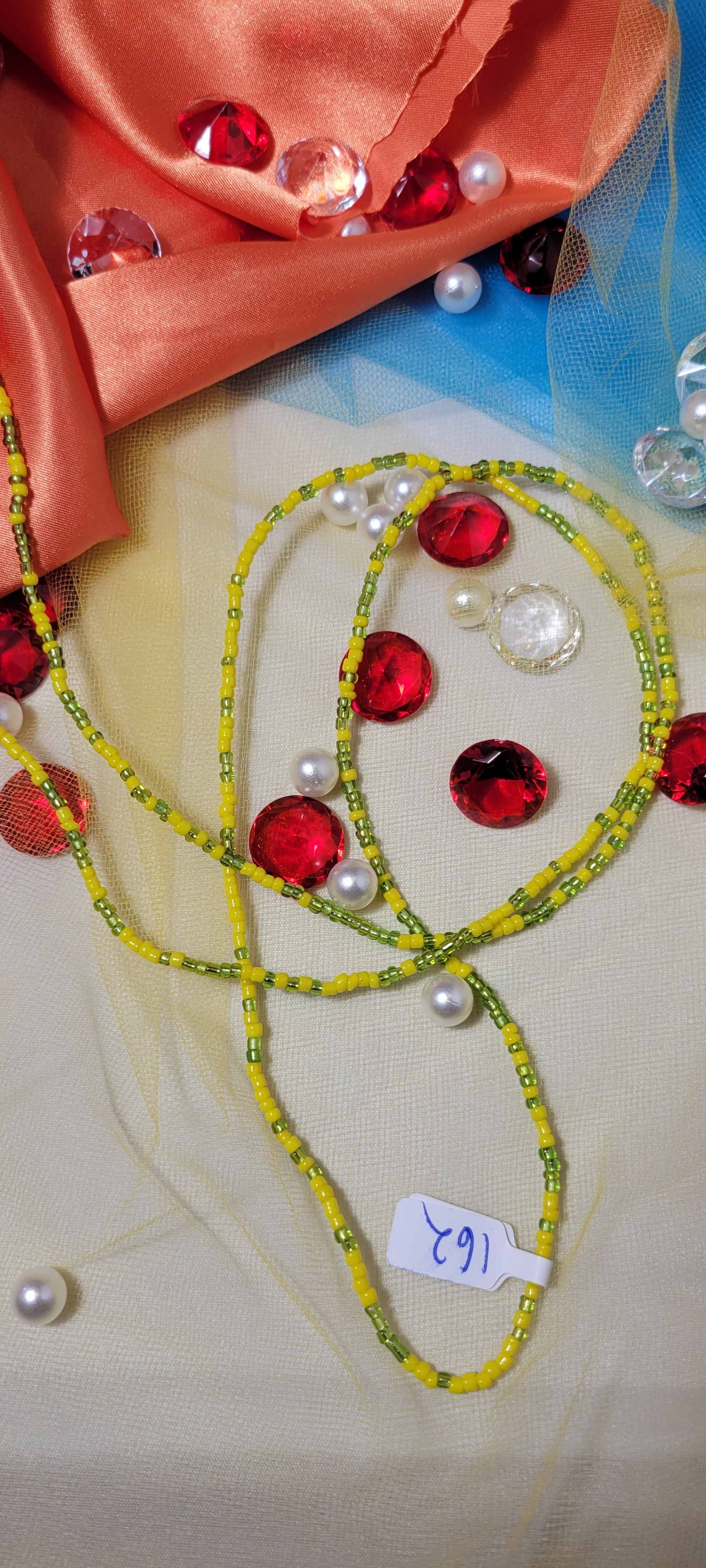Yellow and Crystal Green Waist Beads