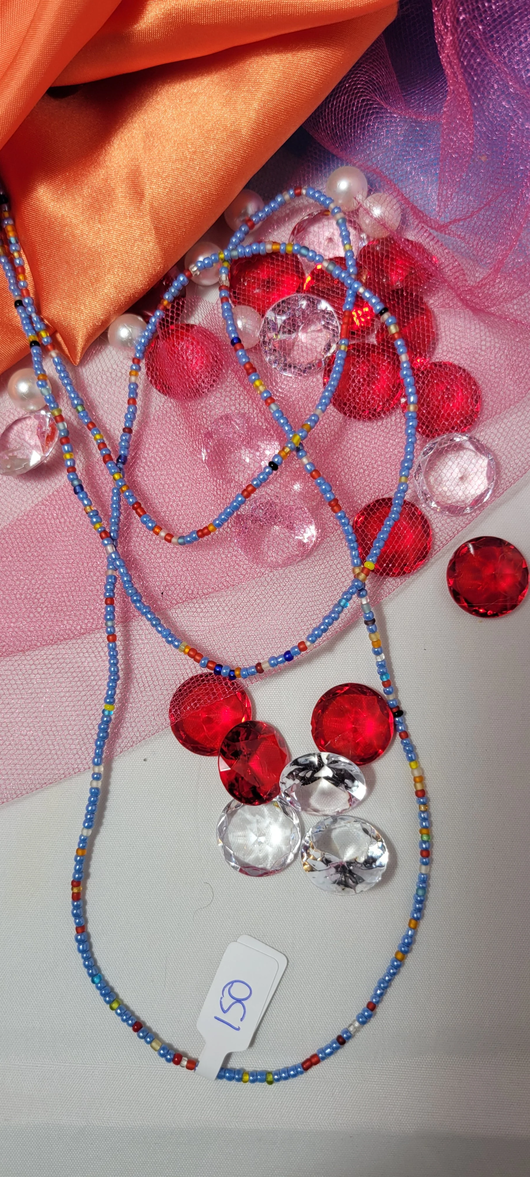Shiny Blue with Mixed Colors Waist Beads