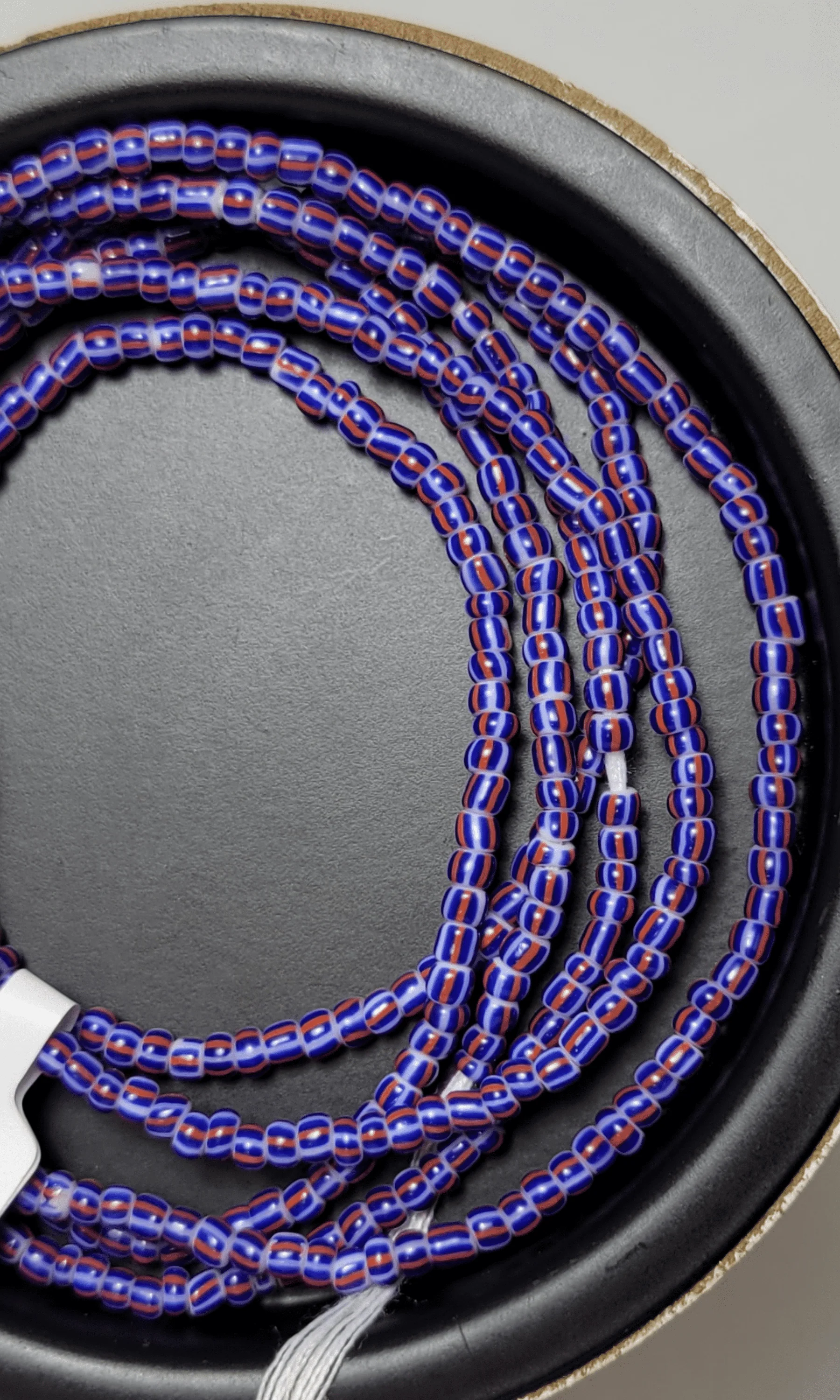 Purple, Red and White Striped Waist Beads