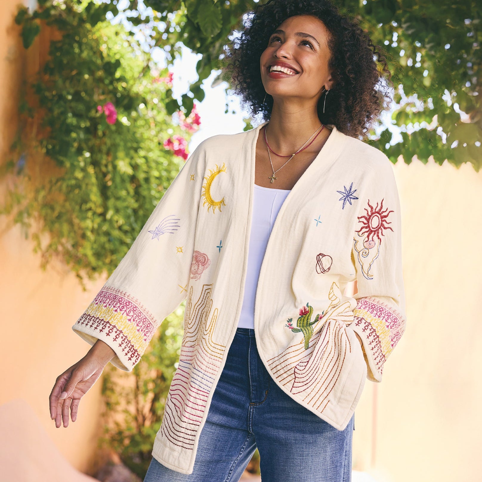 sundance-Saguaro Embroidered Kimono-Sundance Outlet