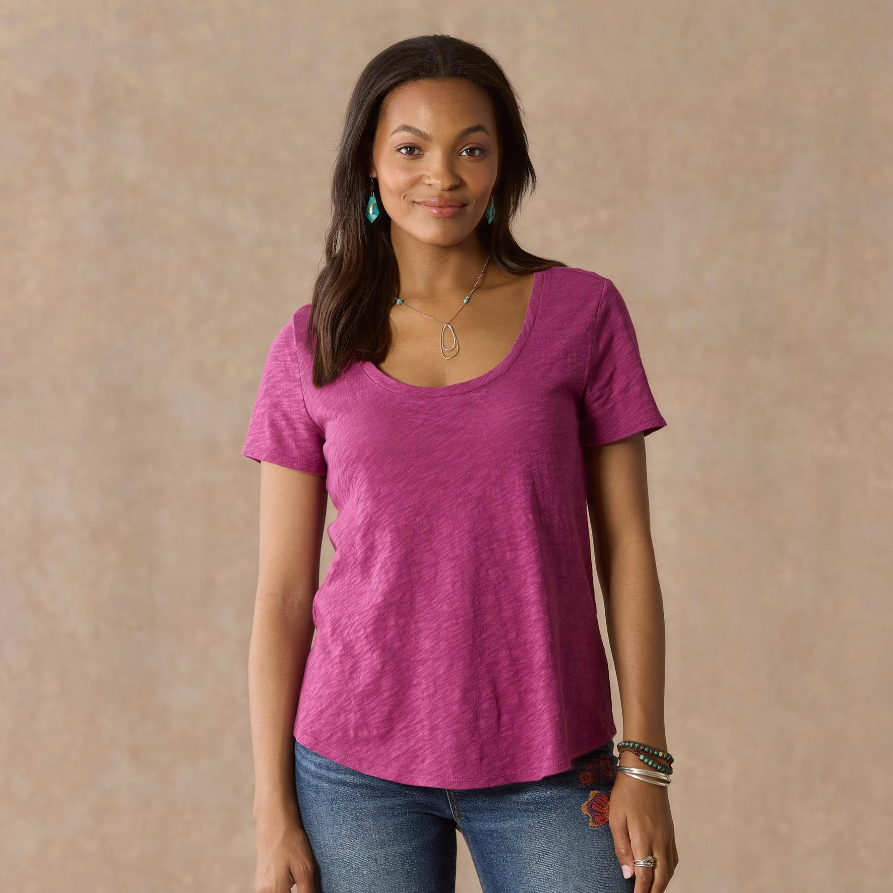 sundance-Ultimate Airy Slub Scoopneck Tee, Petite-Sundance Outlet