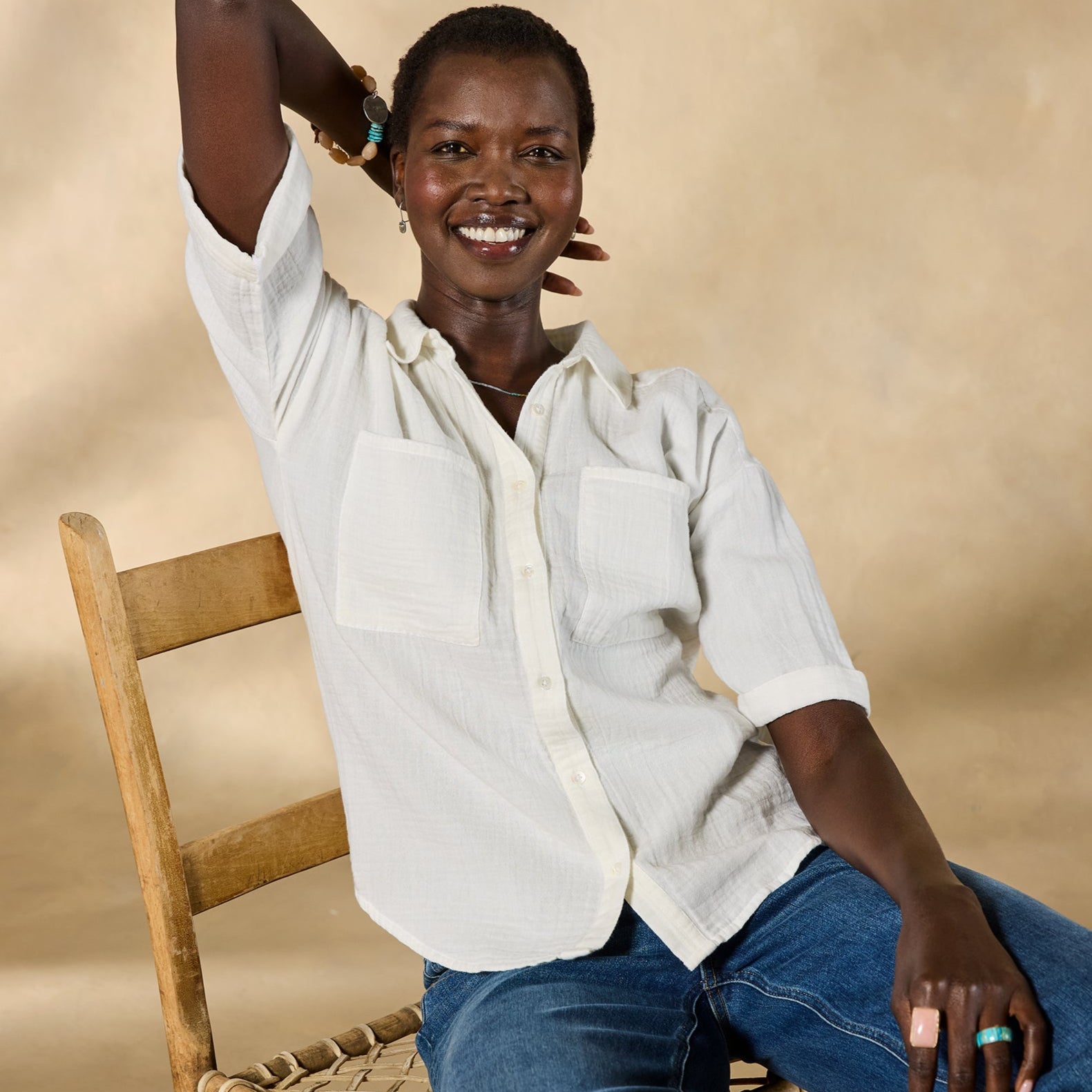 sundance-Mona Gauze Camp Shirt-Sundance Outlet