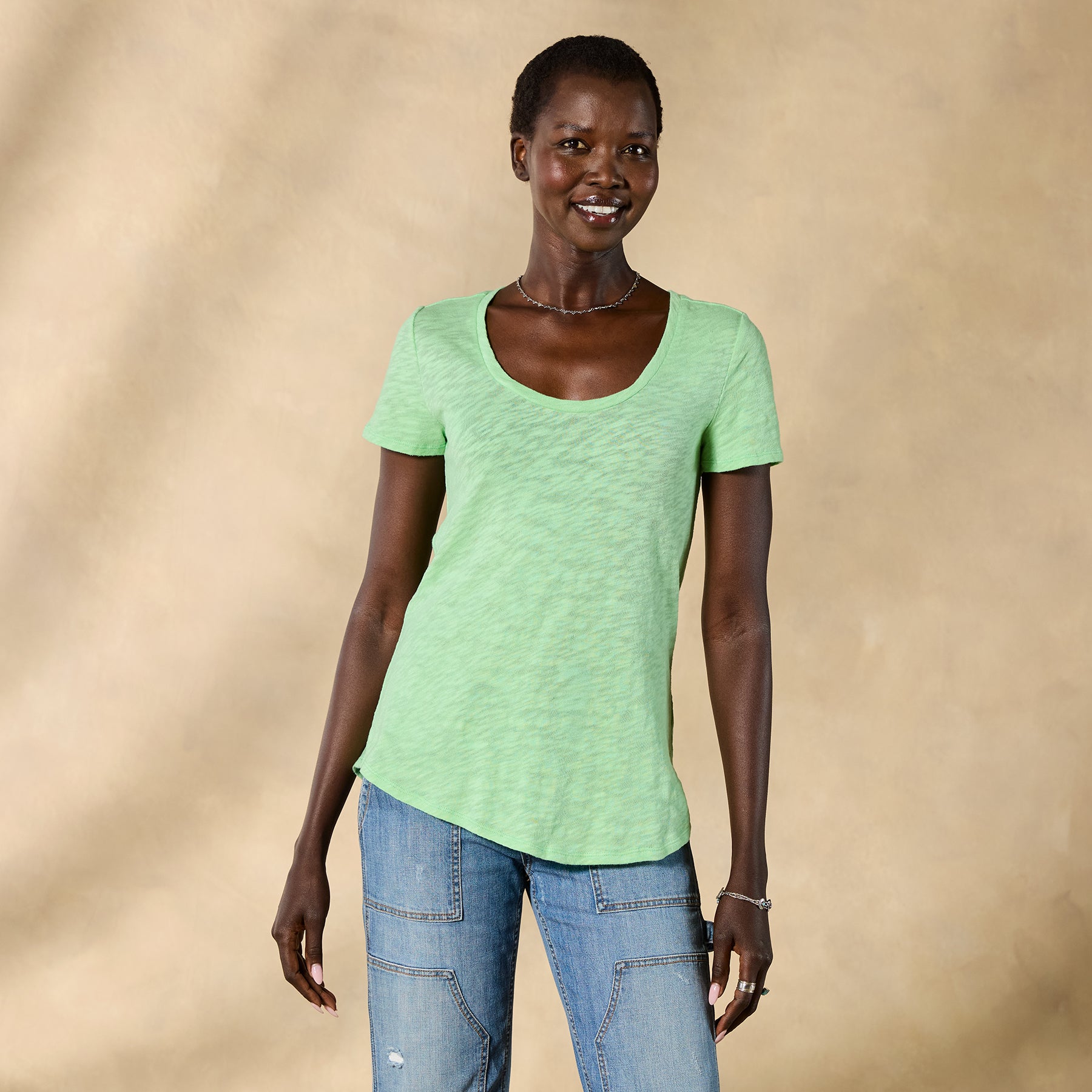 sundance-Ultimate Airy Slub Scoopneck Tee, Petite-Sundance Outlet