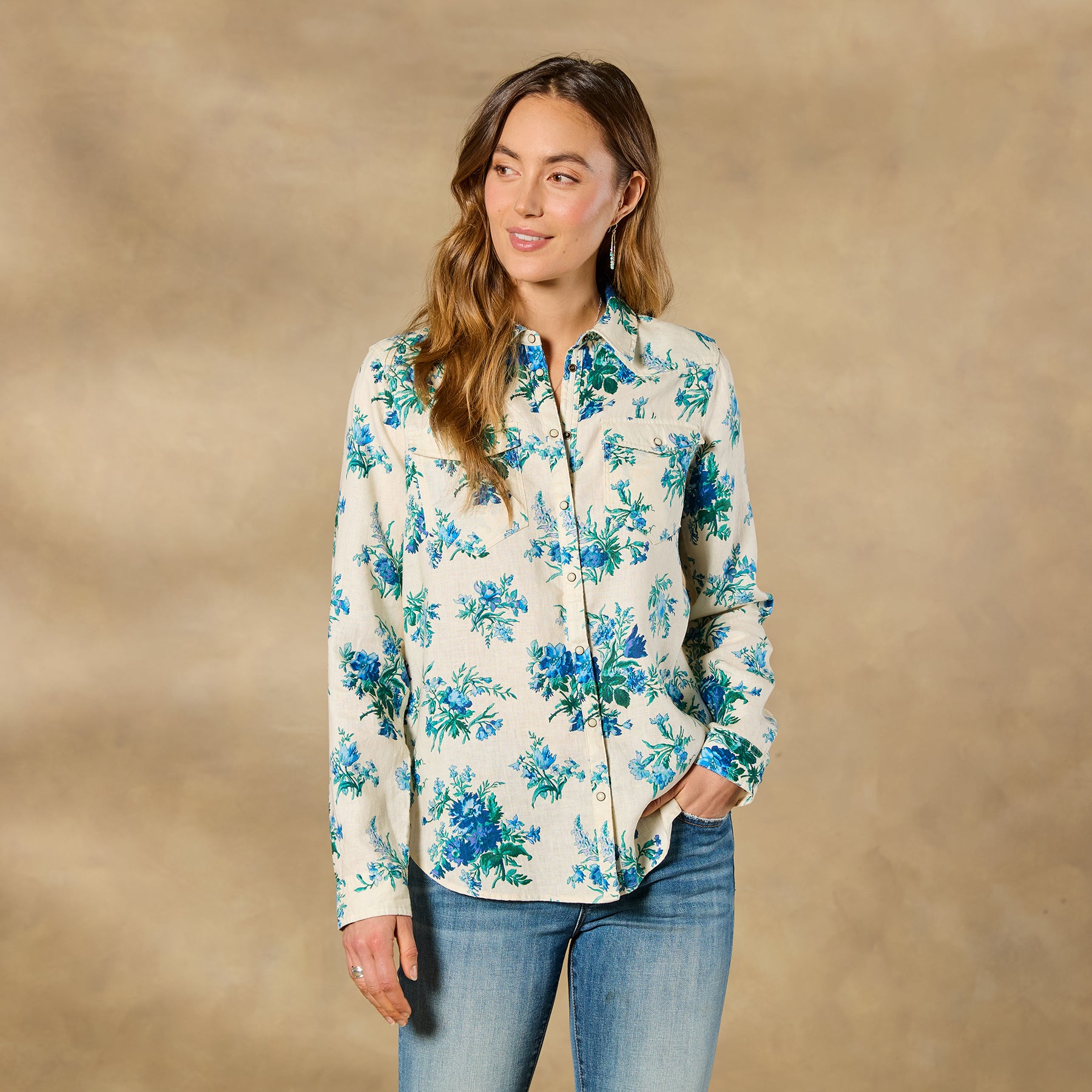 sundance-Willow Linen Floral Shirt-Sundance Outlet