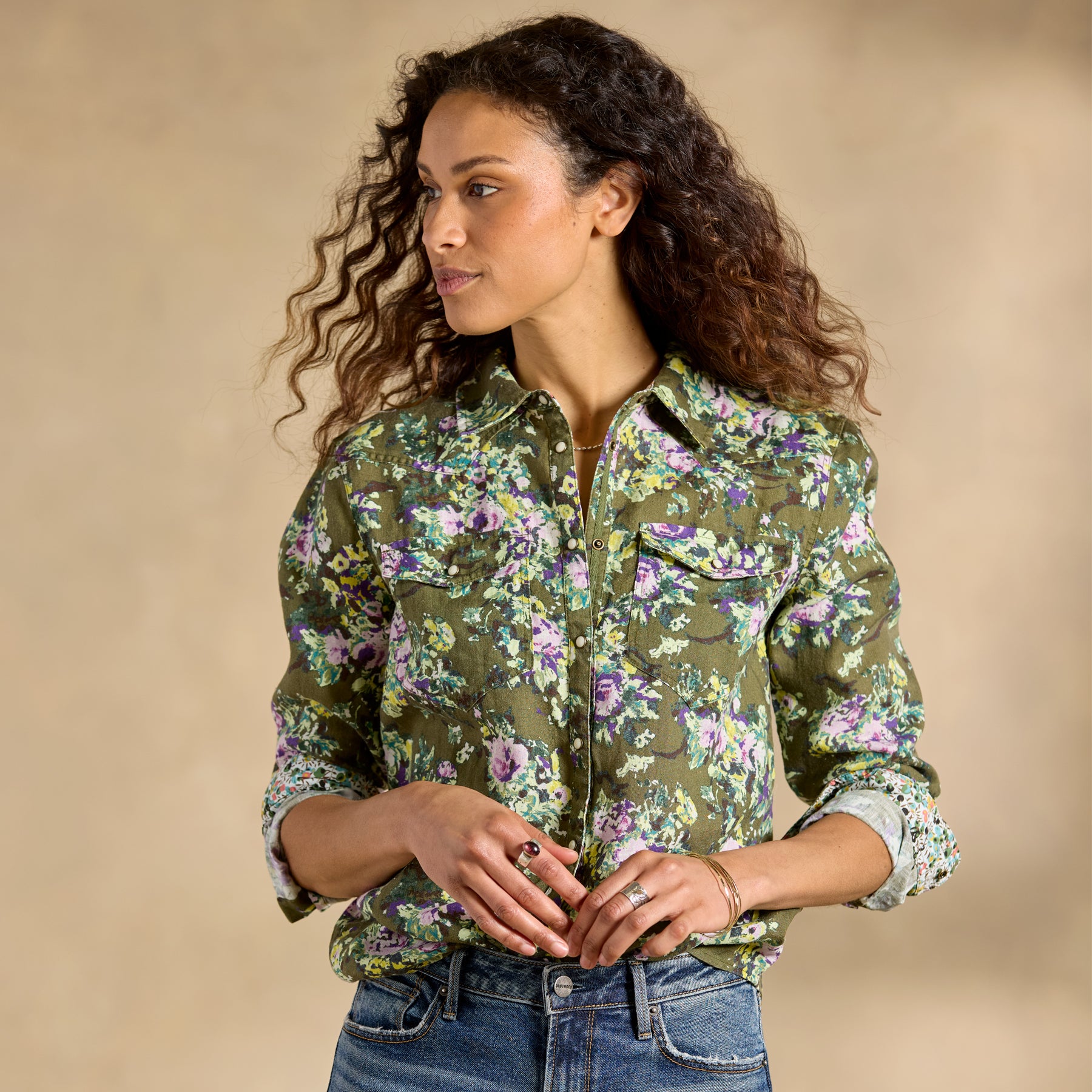 sundance-Willow Linen Floral Shirt, Petite-Sundance Outlet