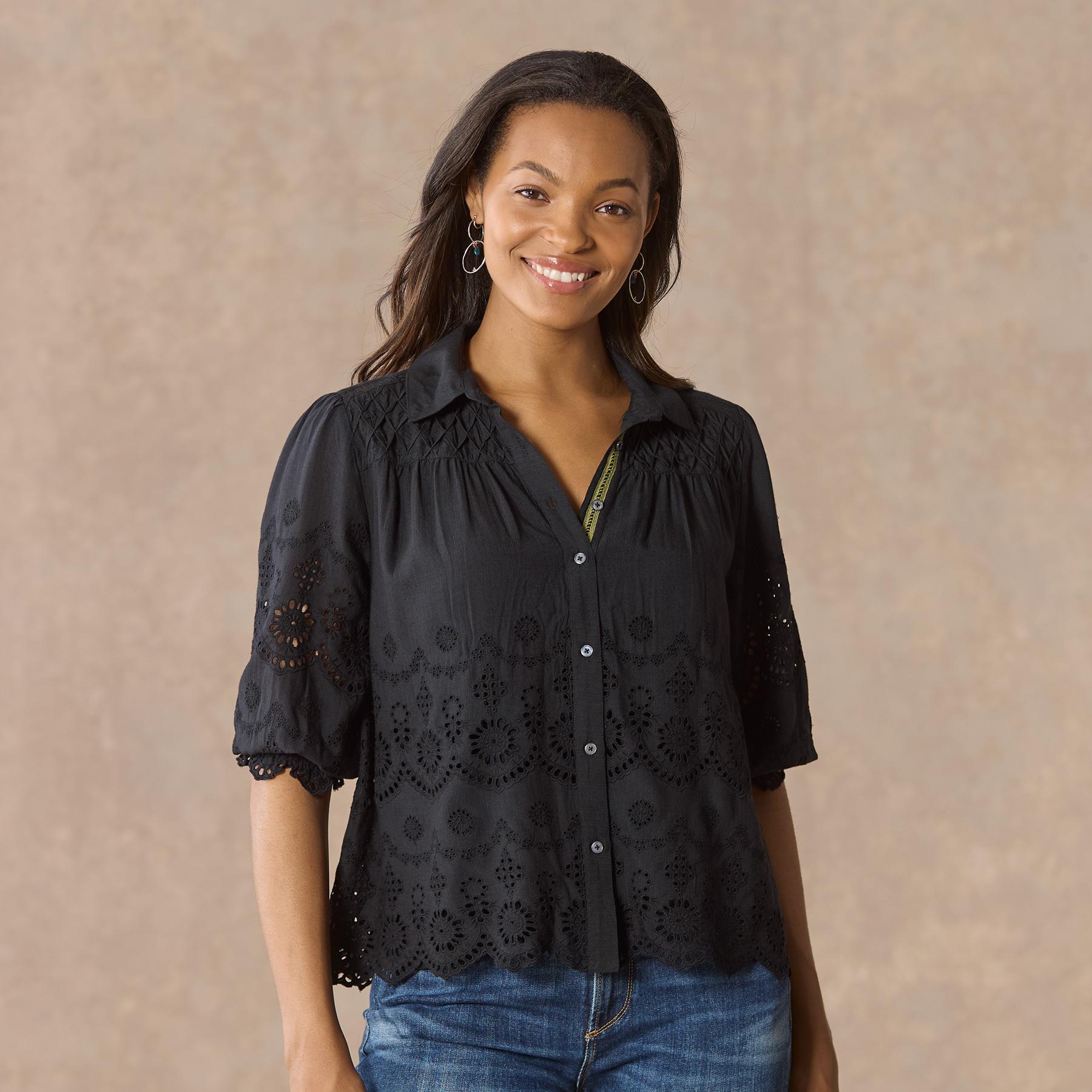 sundance-Arabella Eyelet Shirt, Petite-Sundance Outlet