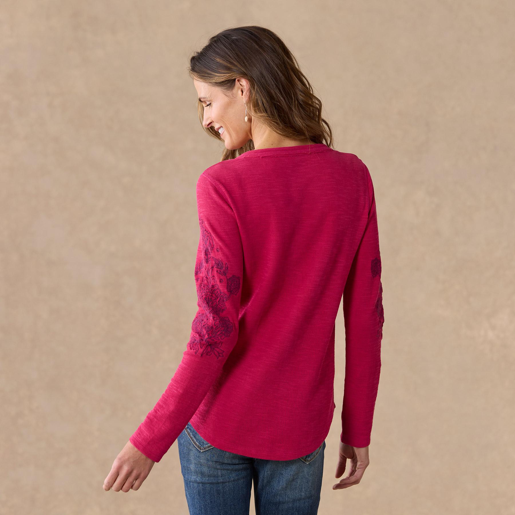 sundance-Artisan Floral Henley, Petite-Sundance Outlet