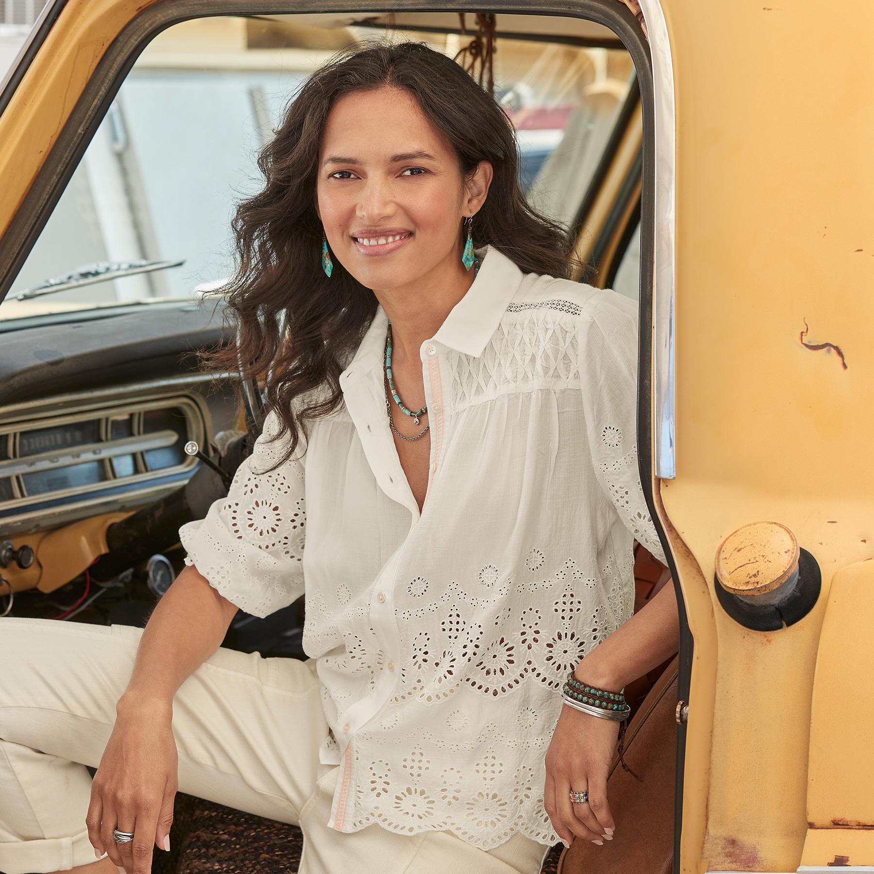 sundance-Arabella Eyelet Shirt, Petite-Sundance Outlet