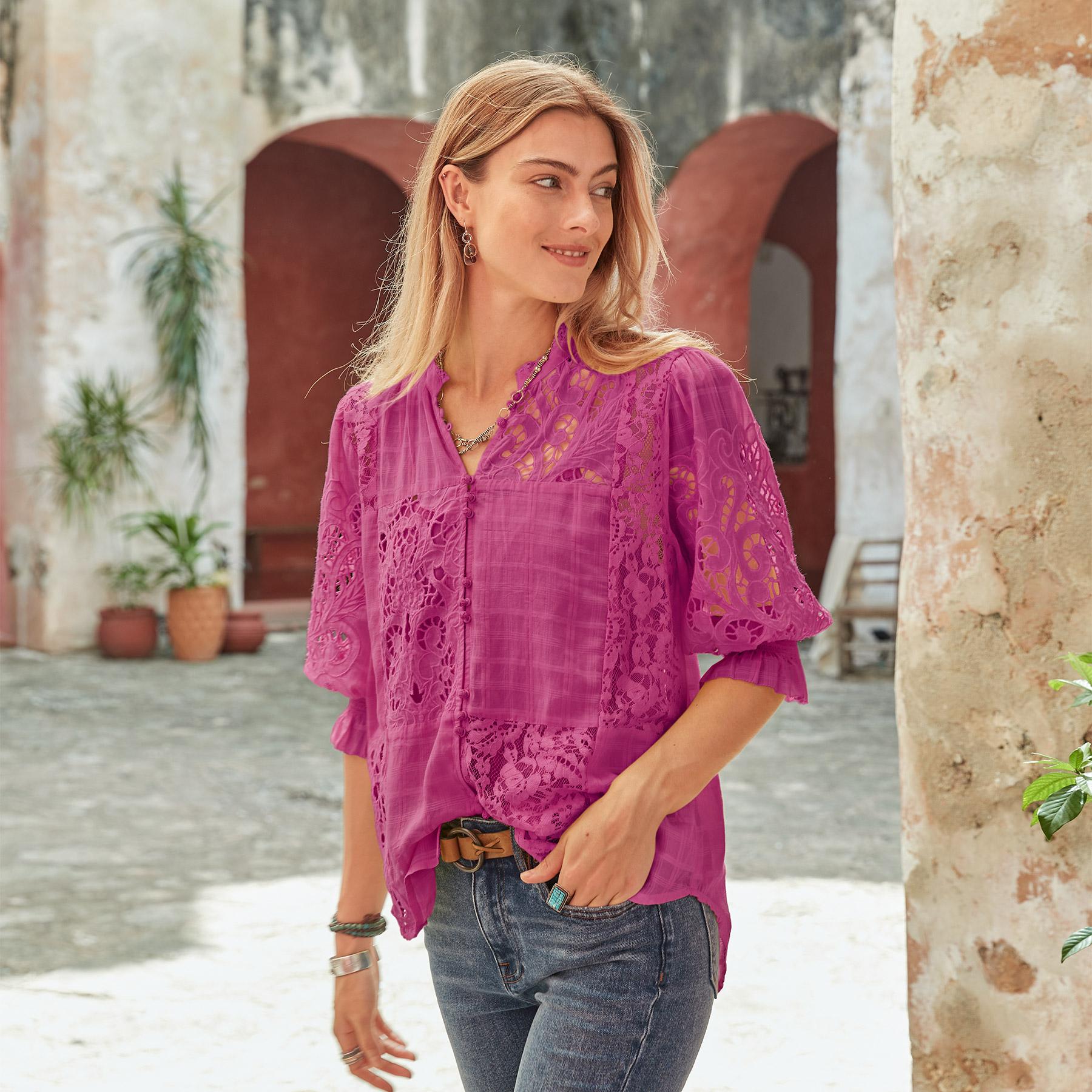 sundance-Garbo Lace Top, Petite-Sundance Outlet