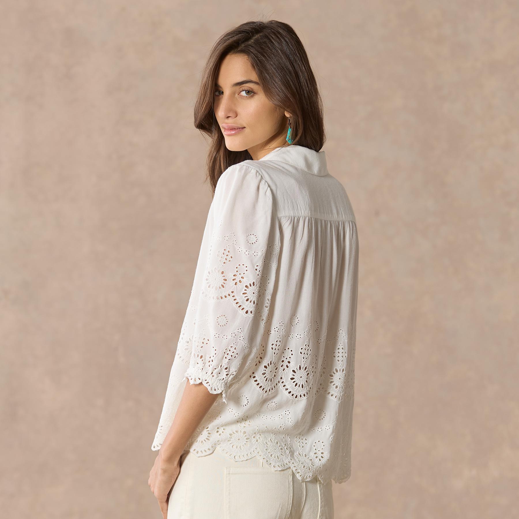 sundance-Arabella Eyelet Shirt, Petite-Sundance Outlet