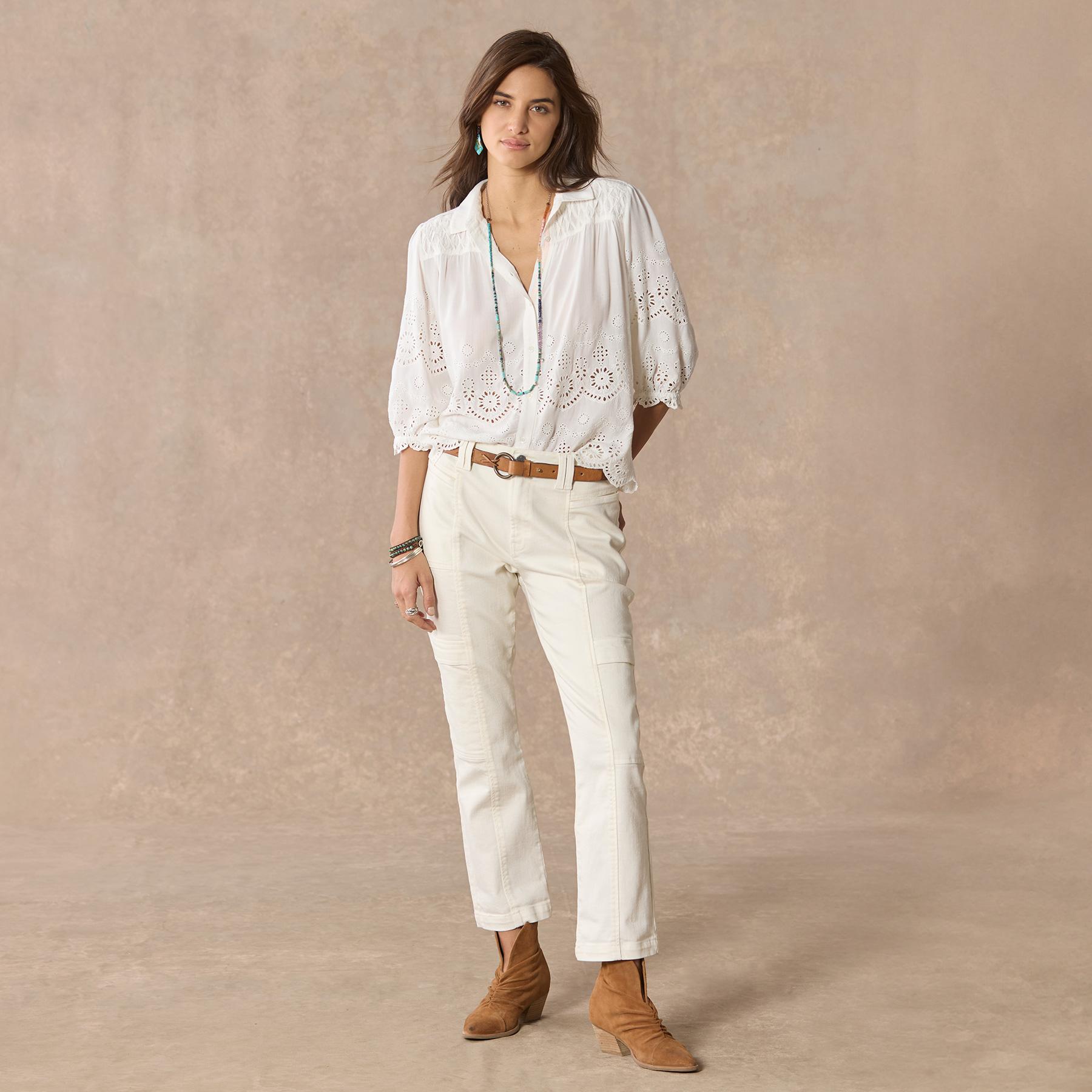 sundance-Arabella Eyelet Shirt, Petite-Sundance Outlet