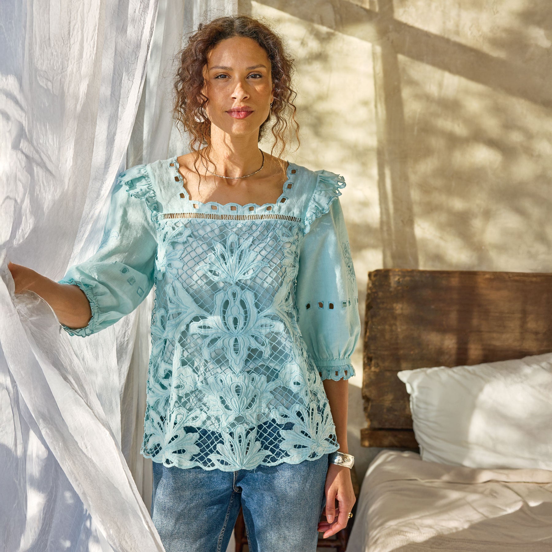 sundance-Altai Gatherings Eyelet Top-Sundance Outlet