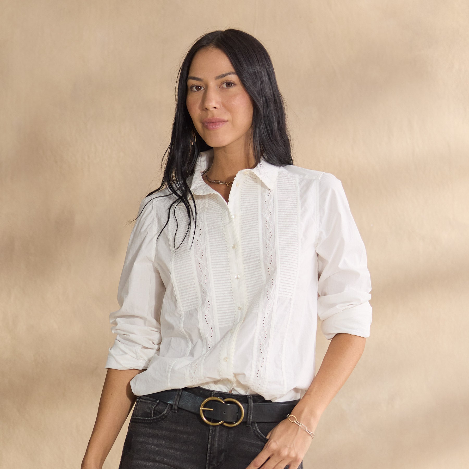 sundance-Clarice Tuxedo Shirt, Petite-Sundance Outlet