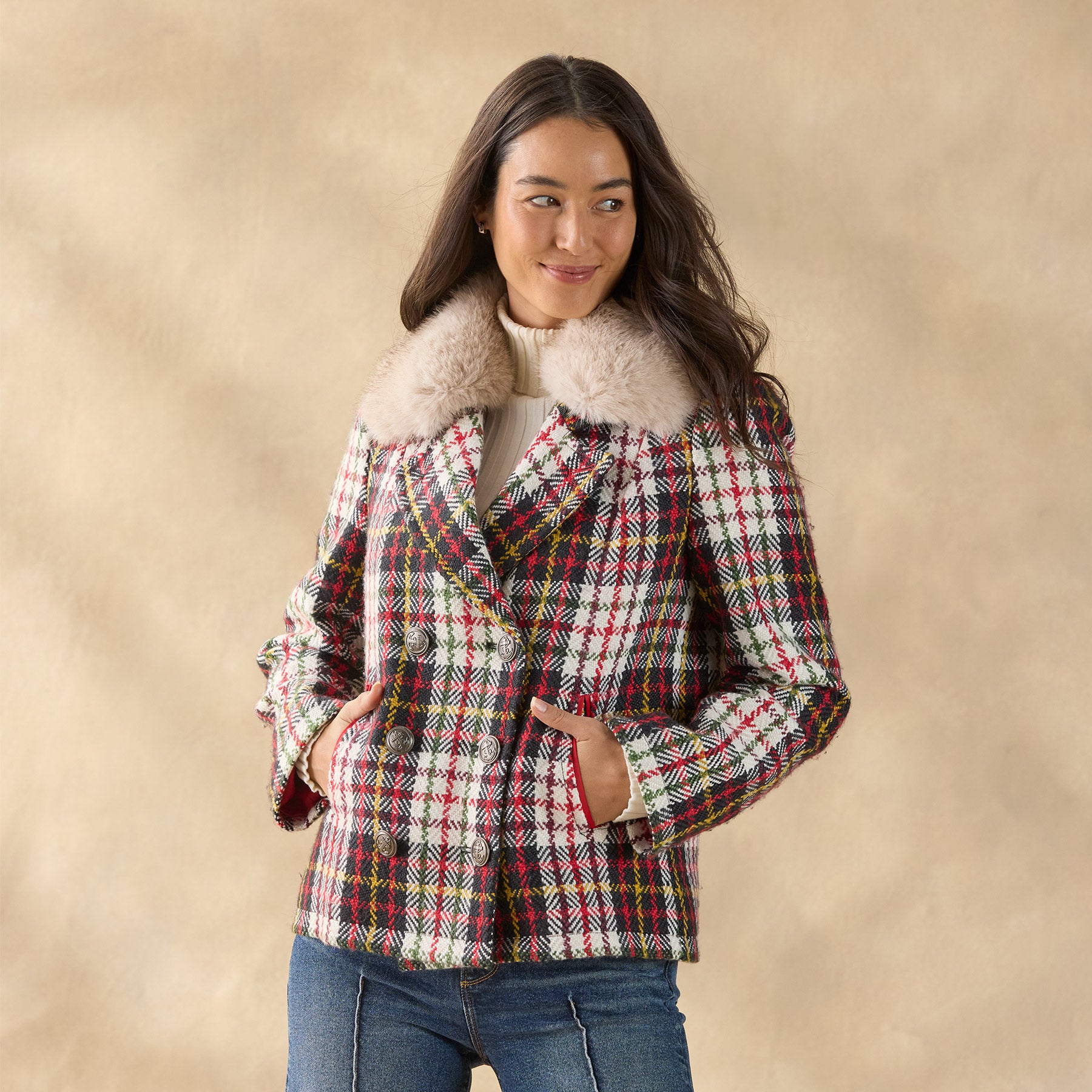 sundance-Plaid Alpenhorn Coat, Petite-Sundance Outlet