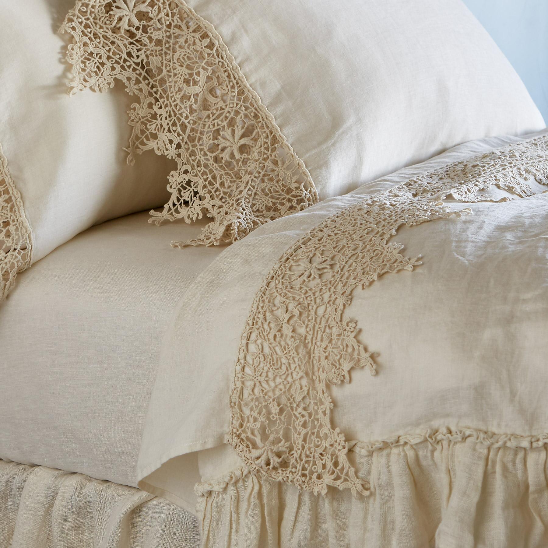 sundance-Gossamer Linen Lace Flat Sheet-Sundance Outlet