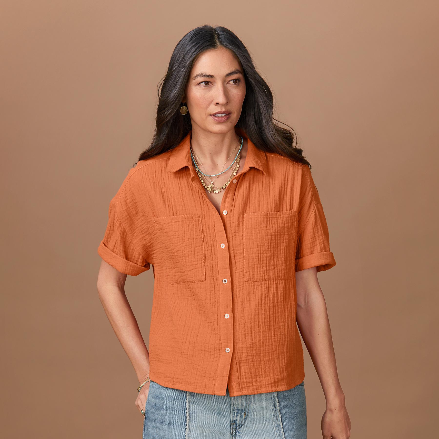 sundance-Mara Gauze Camp Shirt-Sundance Outlet