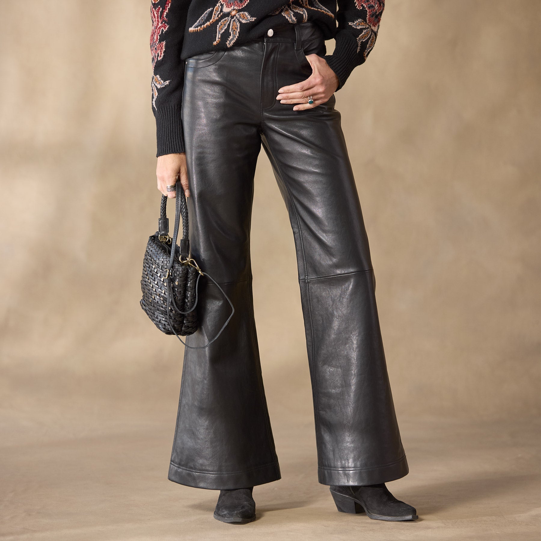 sundance-St Anton Wideleg Leather Pants-Sundance Outlet