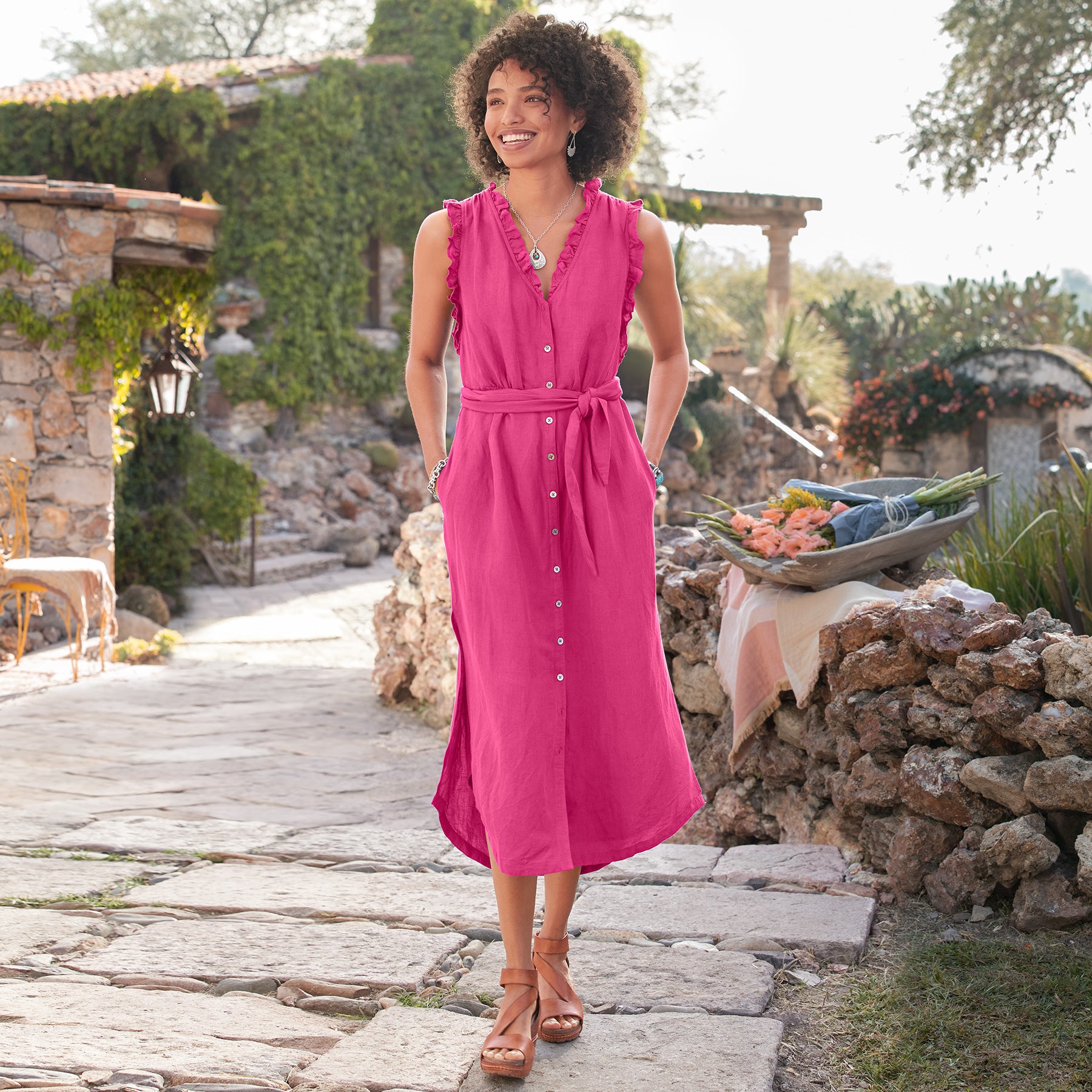 sundance-Antoinette Linen Dress-Sundance Outlet