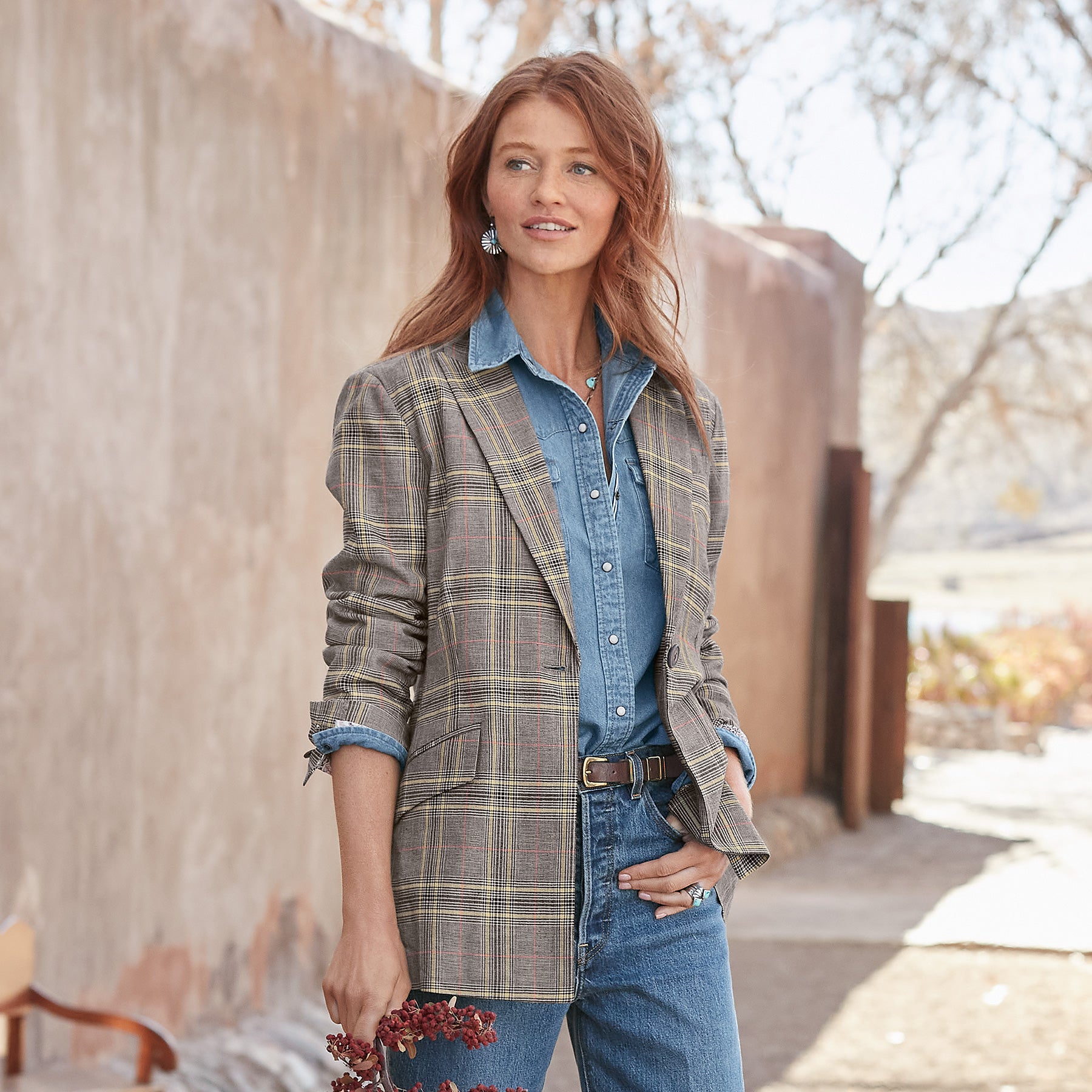 sundance-Whitman Plaid Blazer, Petite-Sundance Outlet