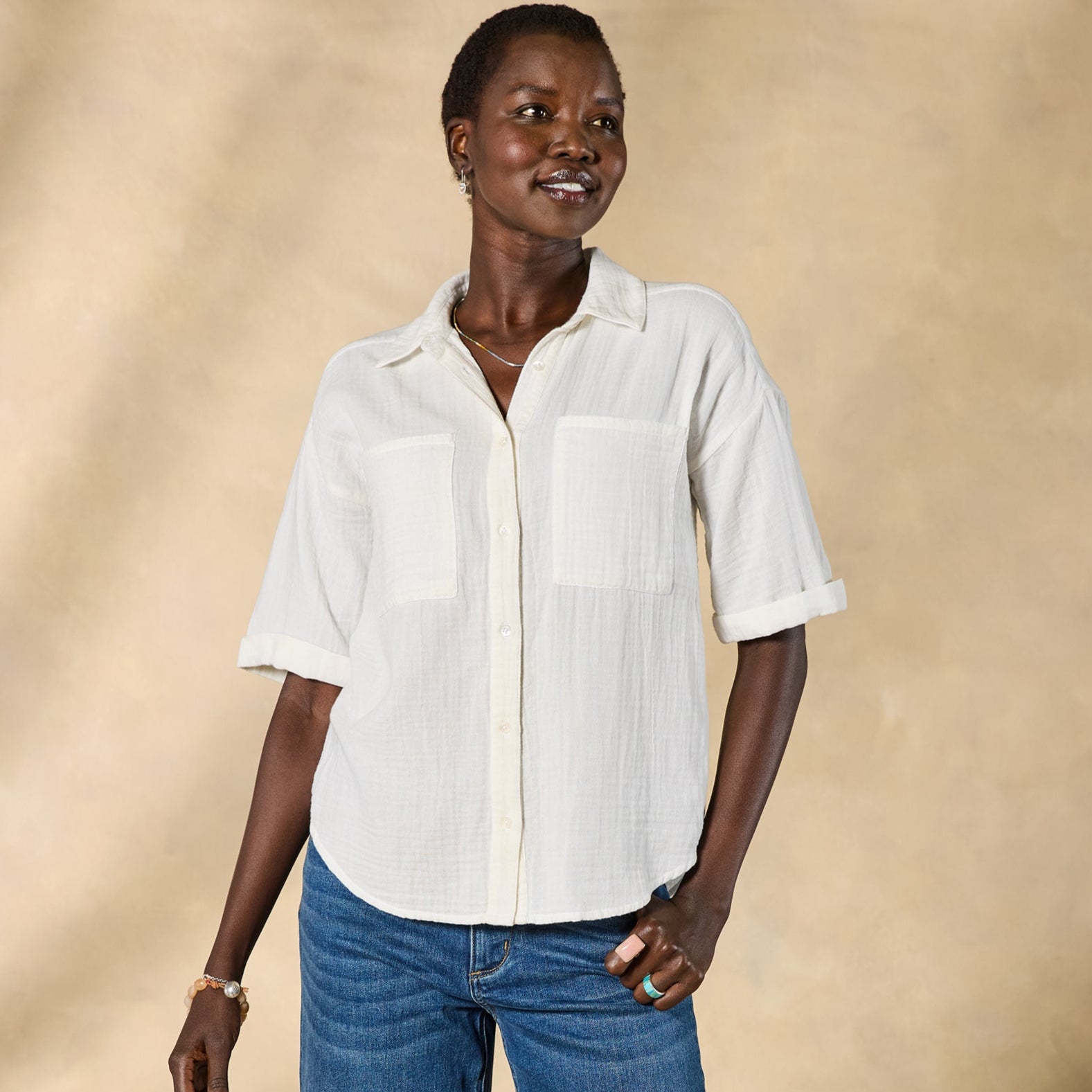 sundance-Mona Gauze Camp Shirt-Sundance Outlet