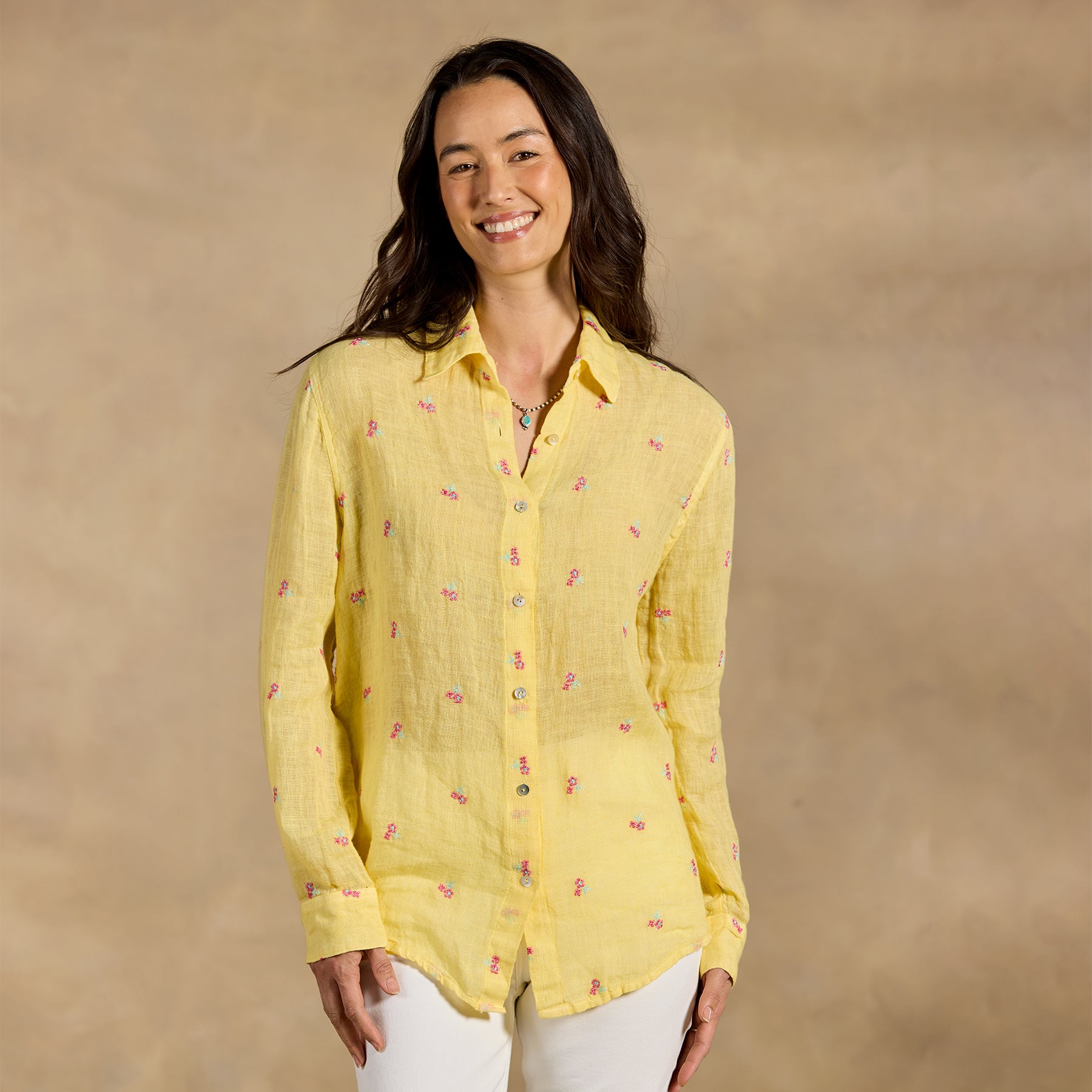 sundance-Breezy Blossoms Linen Shirt-Sundance Outlet