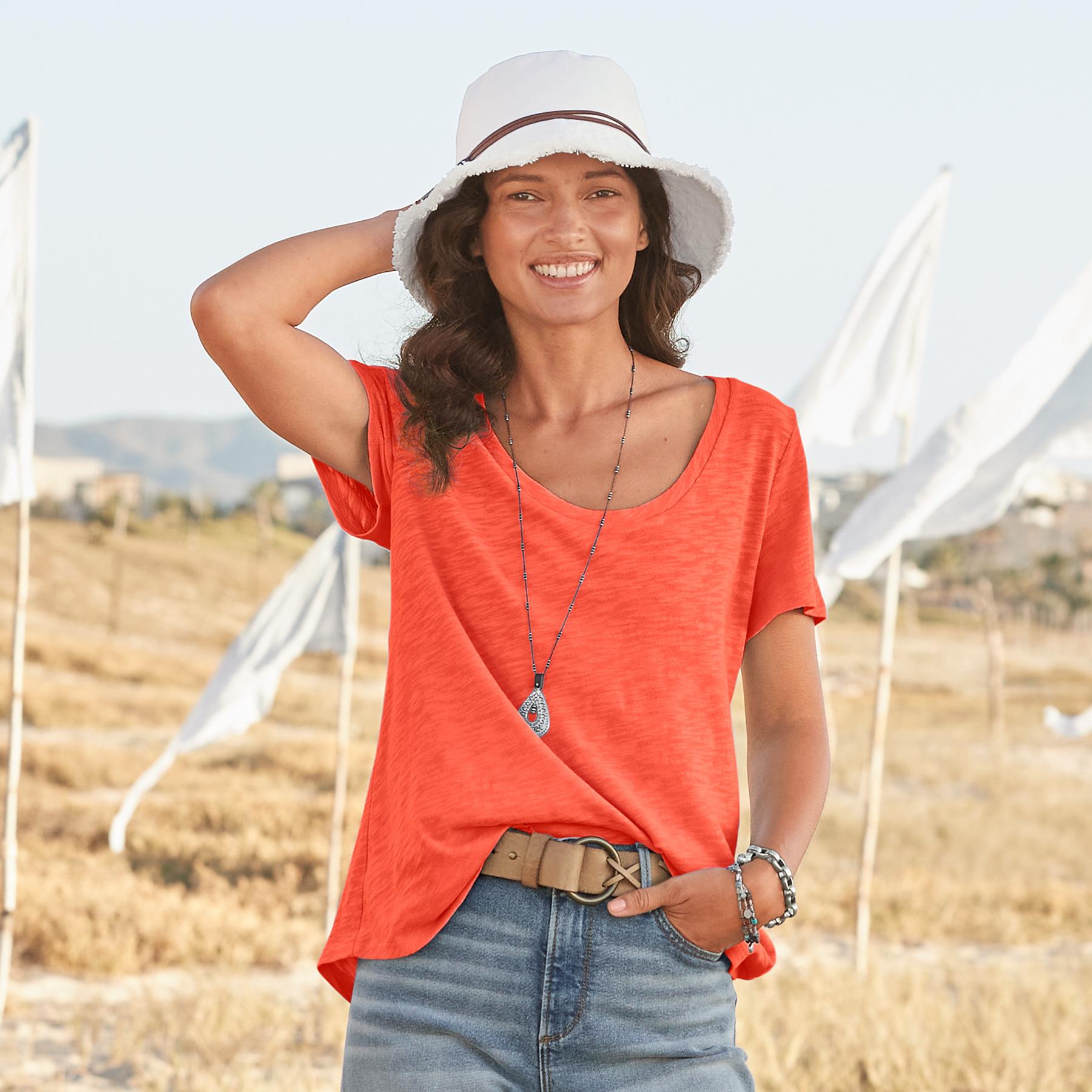 sundance-Ultimate Airy Slub Scoopneck Tee-Sundance Outlet