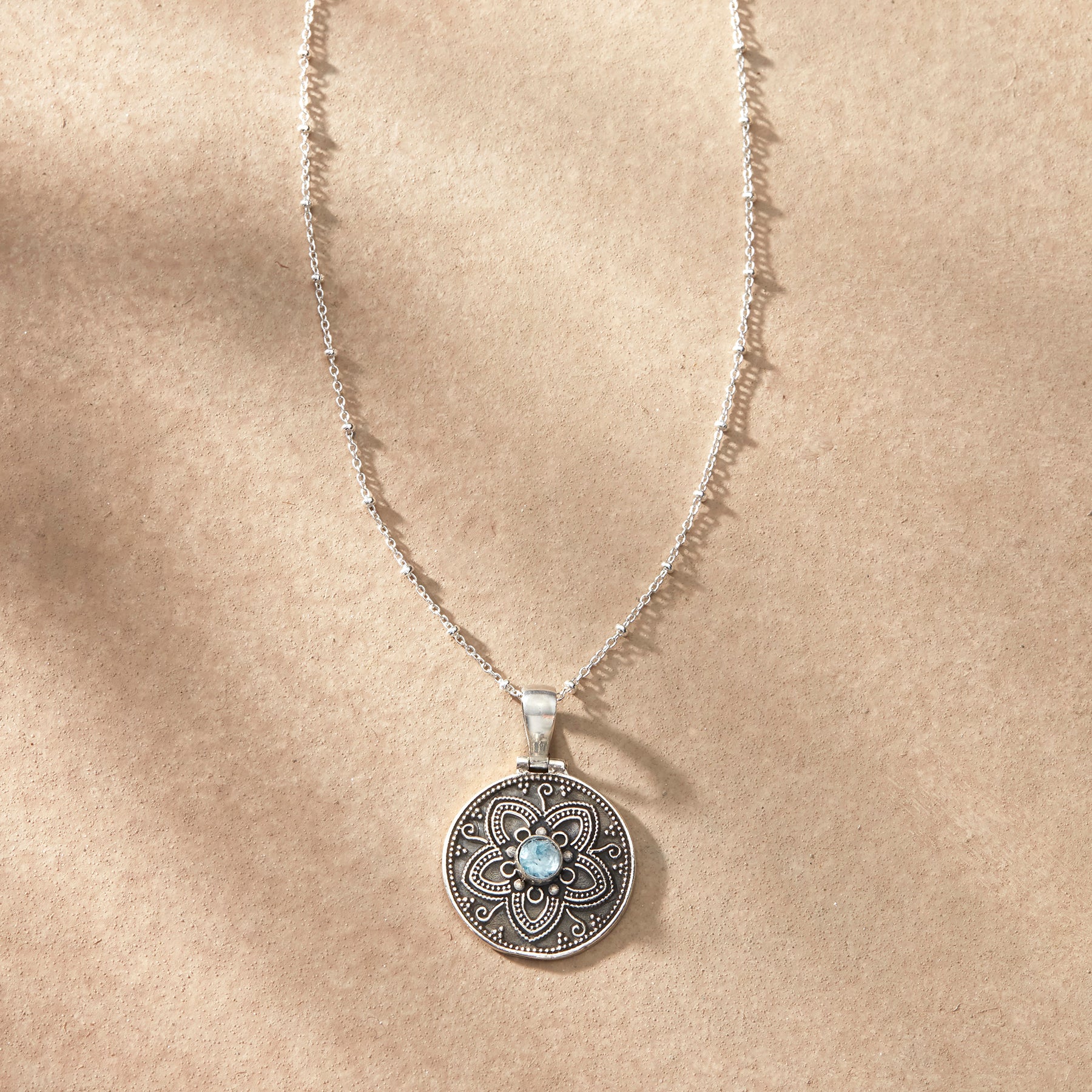 sundance-Blue Pistil Medallion Necklace-Sundance Outlet