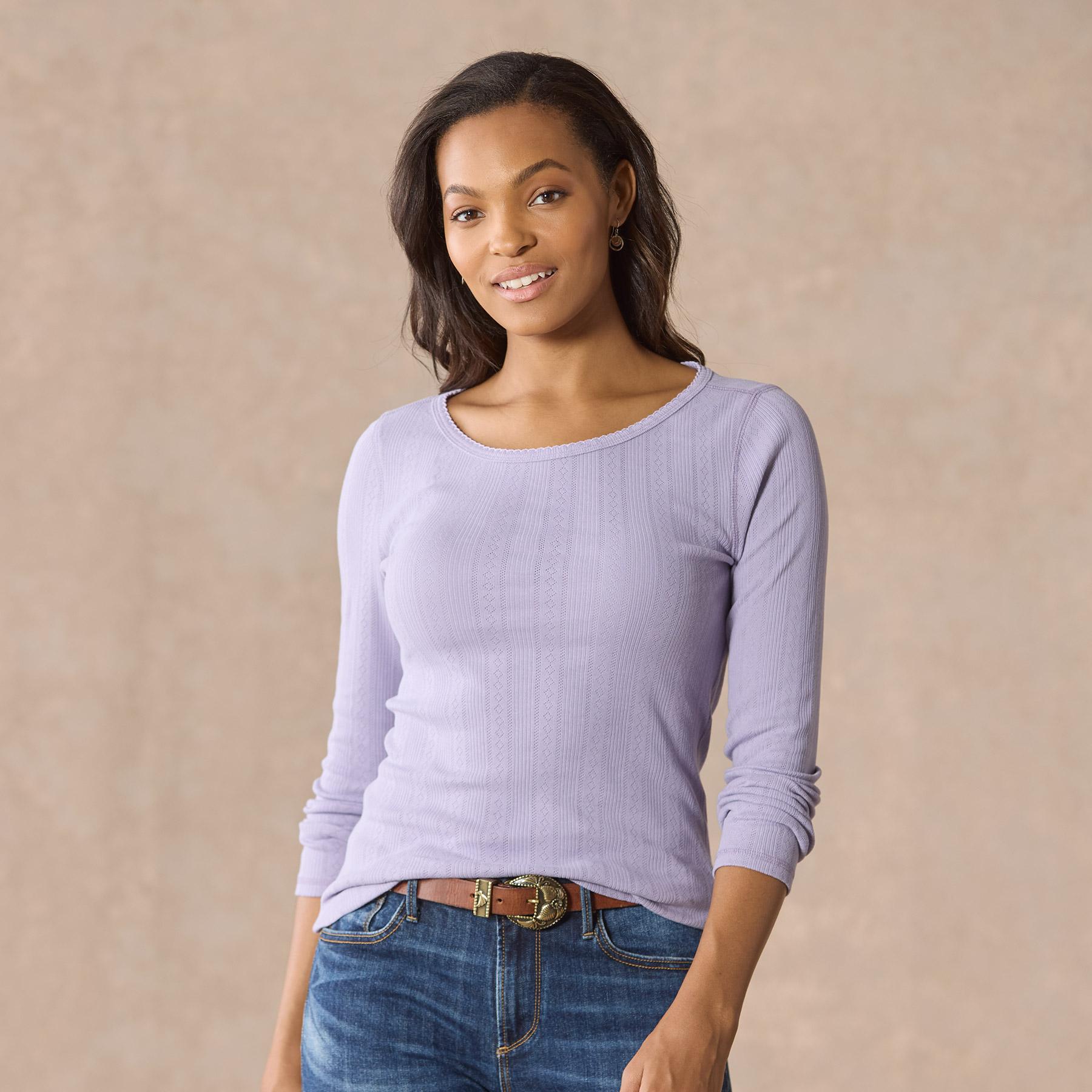 sundance-Perfect Pointelle Crewneck, Petite-Sundance Outlet