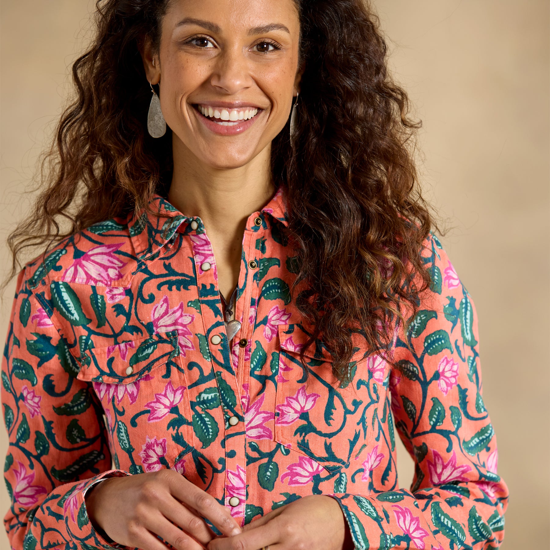 sundance-Willow Linen Floral Shirt, Petite-Sundance Outlet