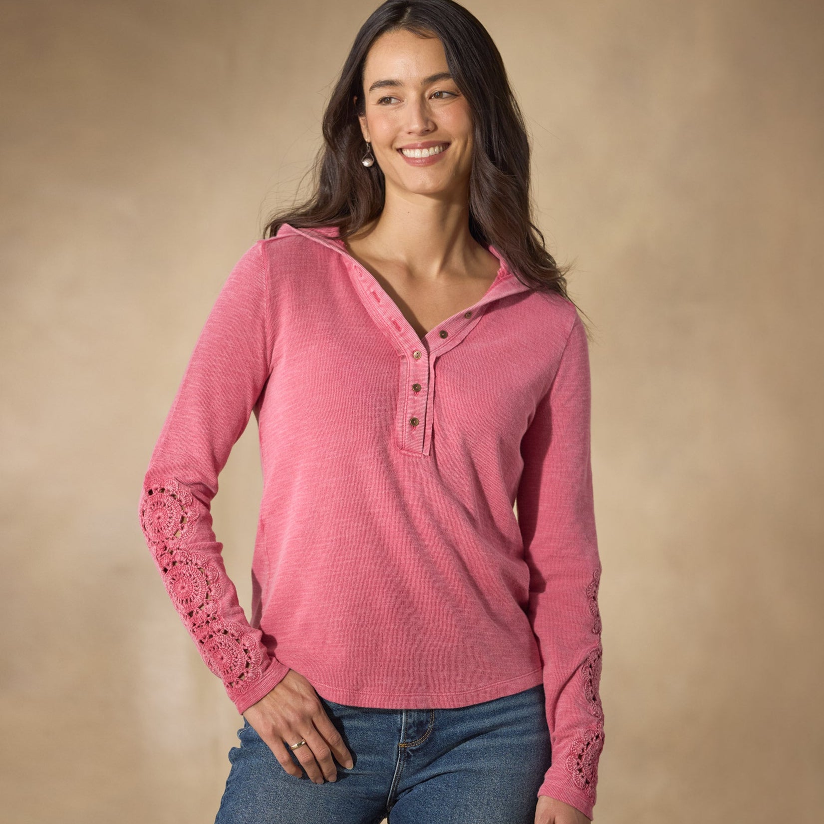 sundance-Caitlin Crochet Hoodie-Sundance Outlet