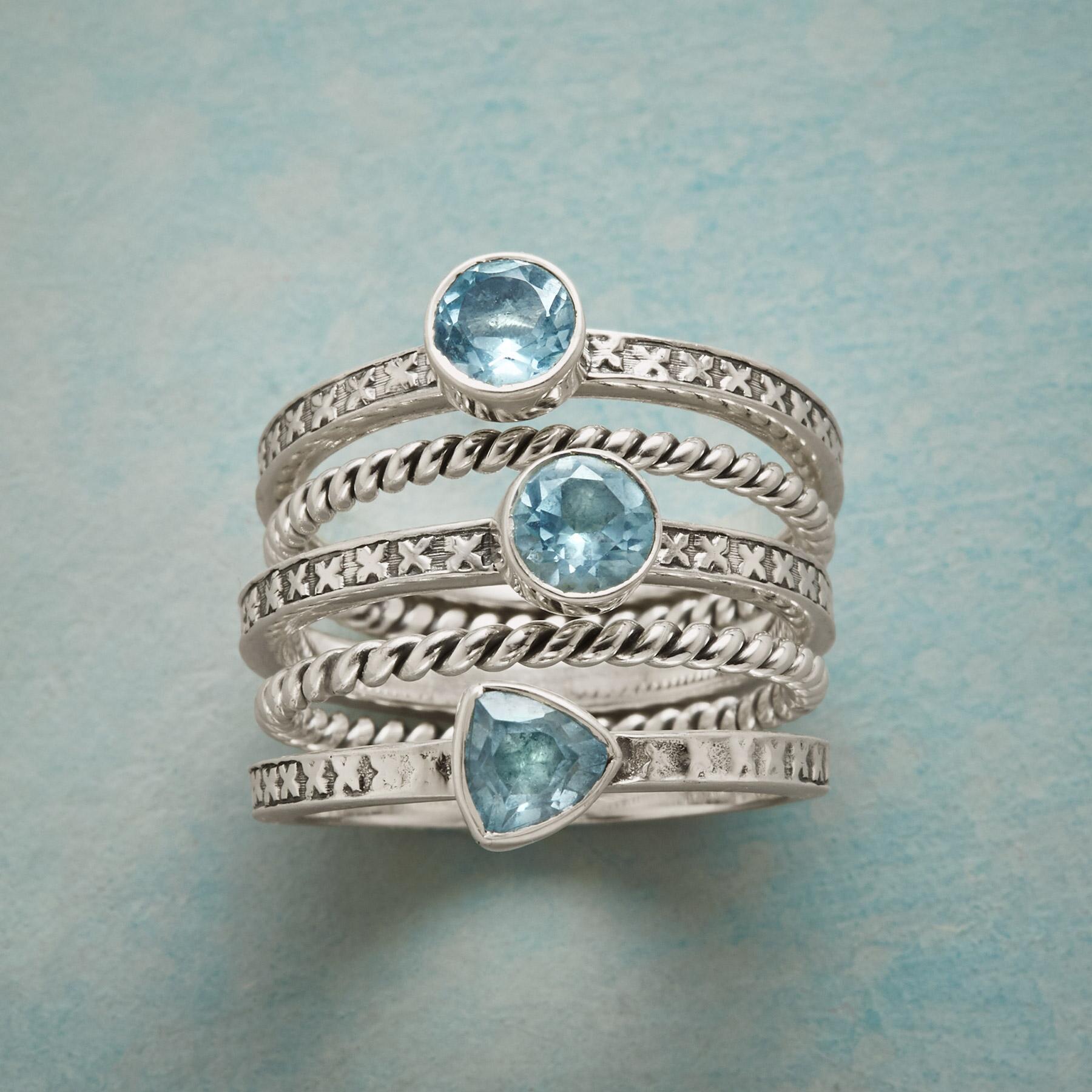 sundance-Topaz Twist Rings, Set Of 5-Sundance Outlet