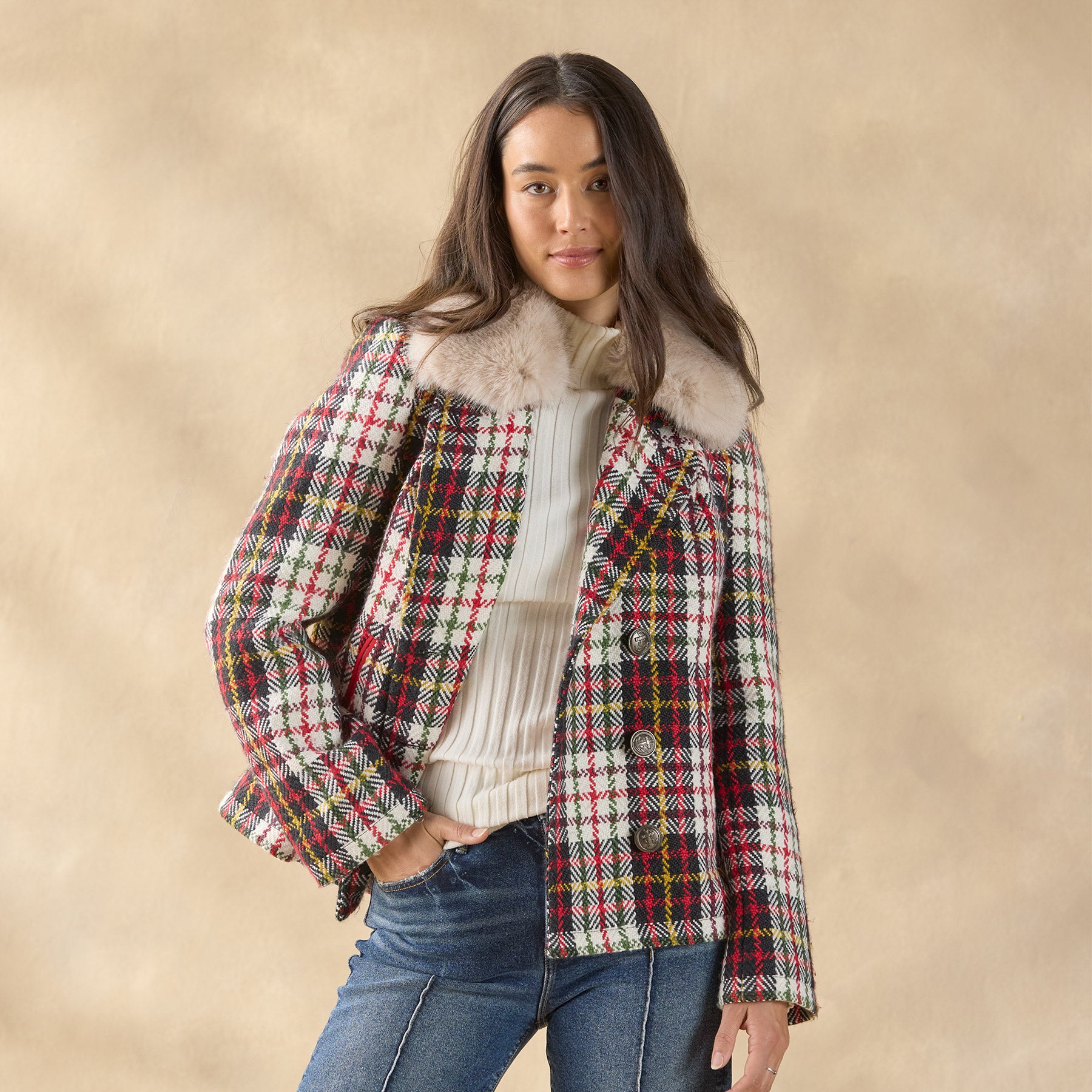 sundance-Plaid Alpenhorn Coat, Petite-Sundance Outlet