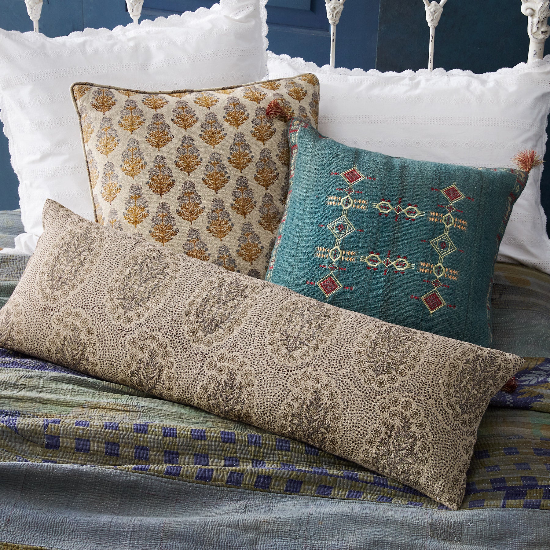 sundance-Marigold Bloom Block Print Pillow-Sundance Outlet