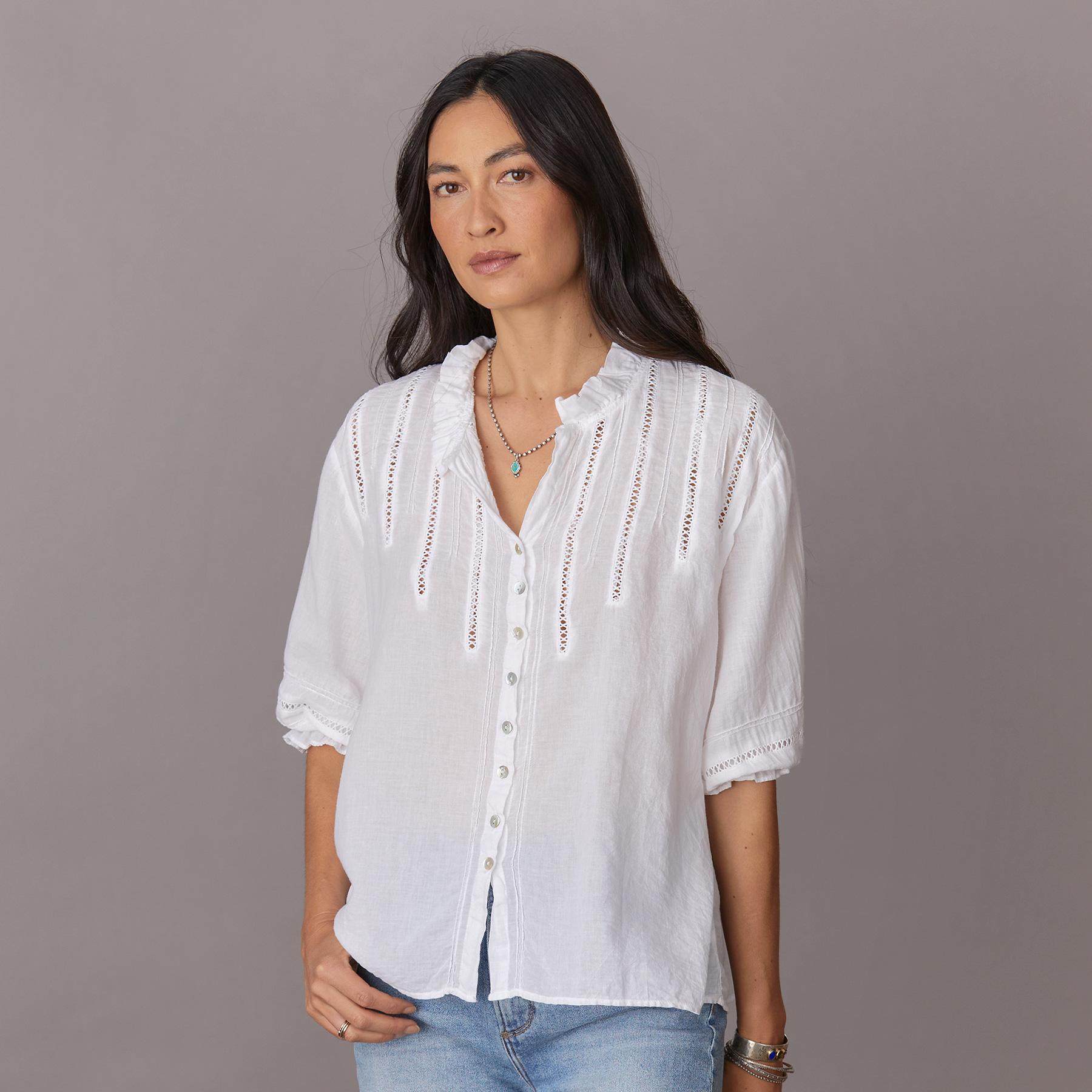 sundance-Melinda Cross Lace Shirt-Sundance Outlet