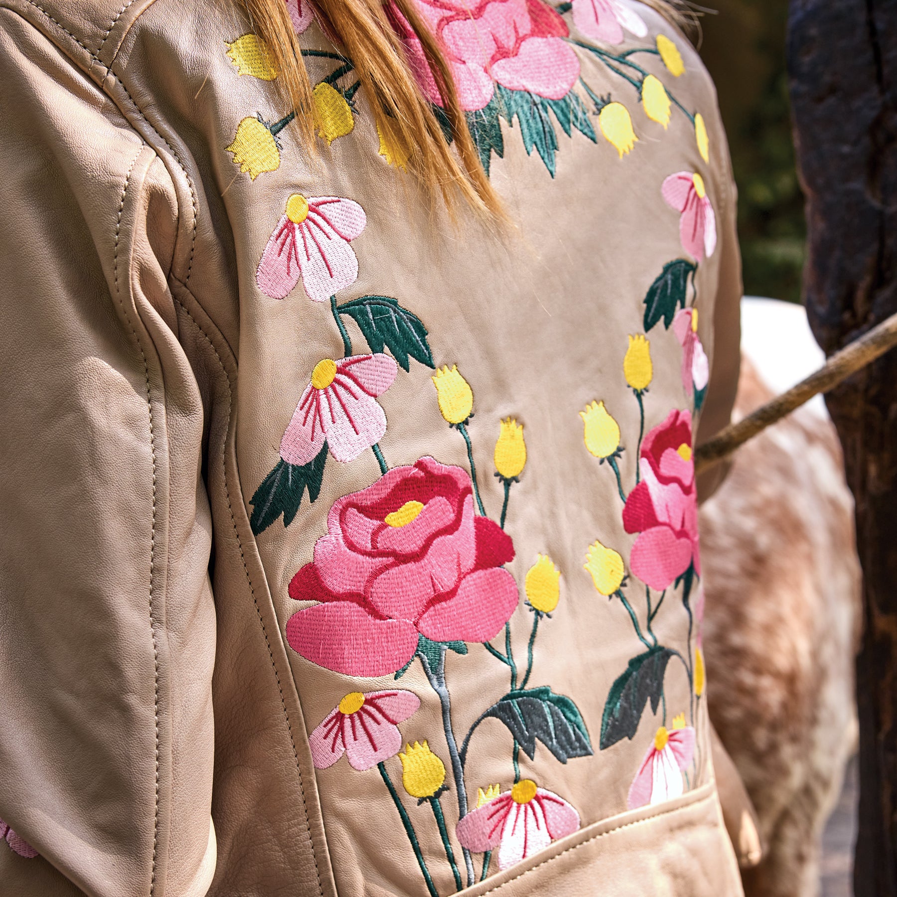 sundance-Peonie Blossom Leather Jacket-Sundance Outlet