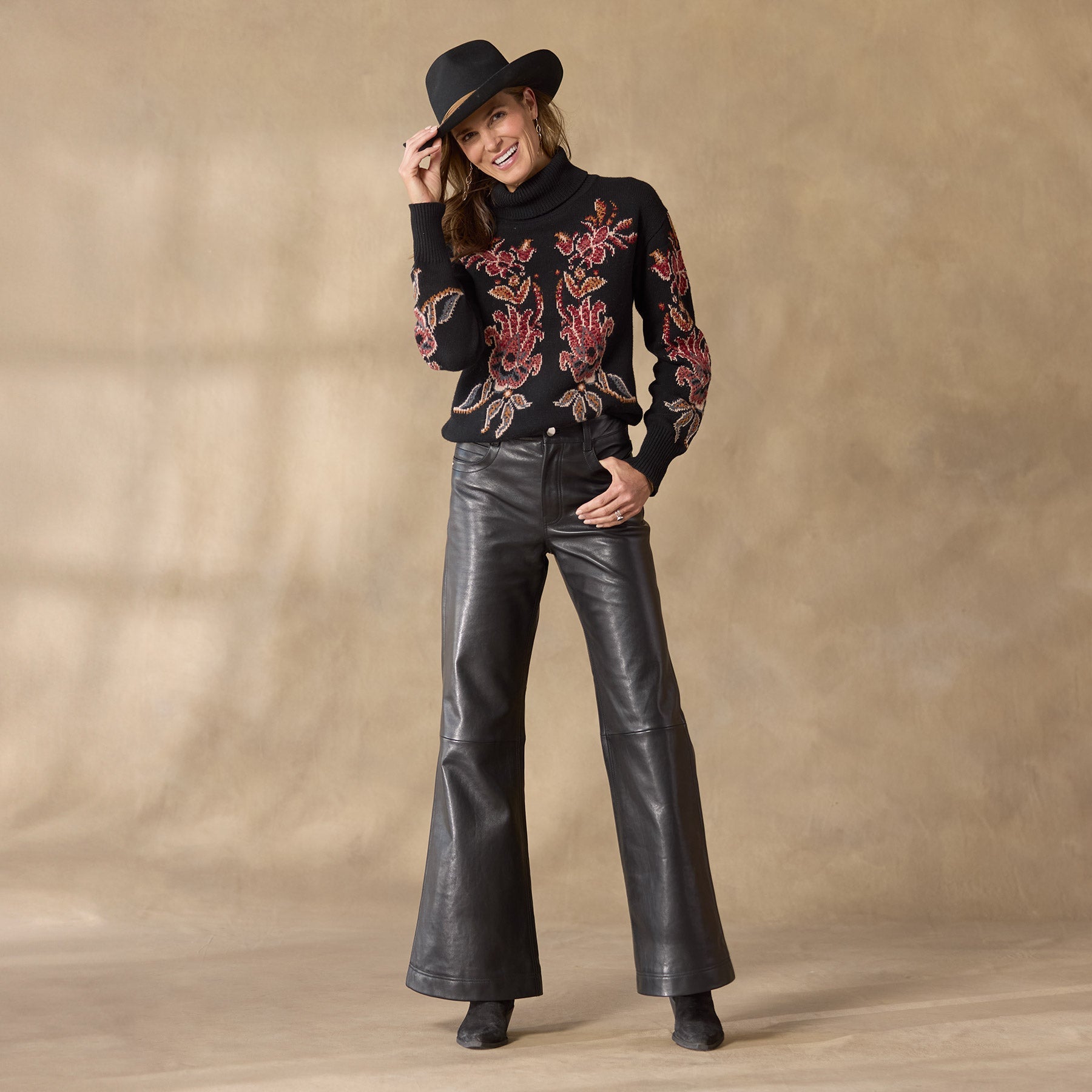 sundance-St Anton Wideleg Leather Pants-Sundance Outlet