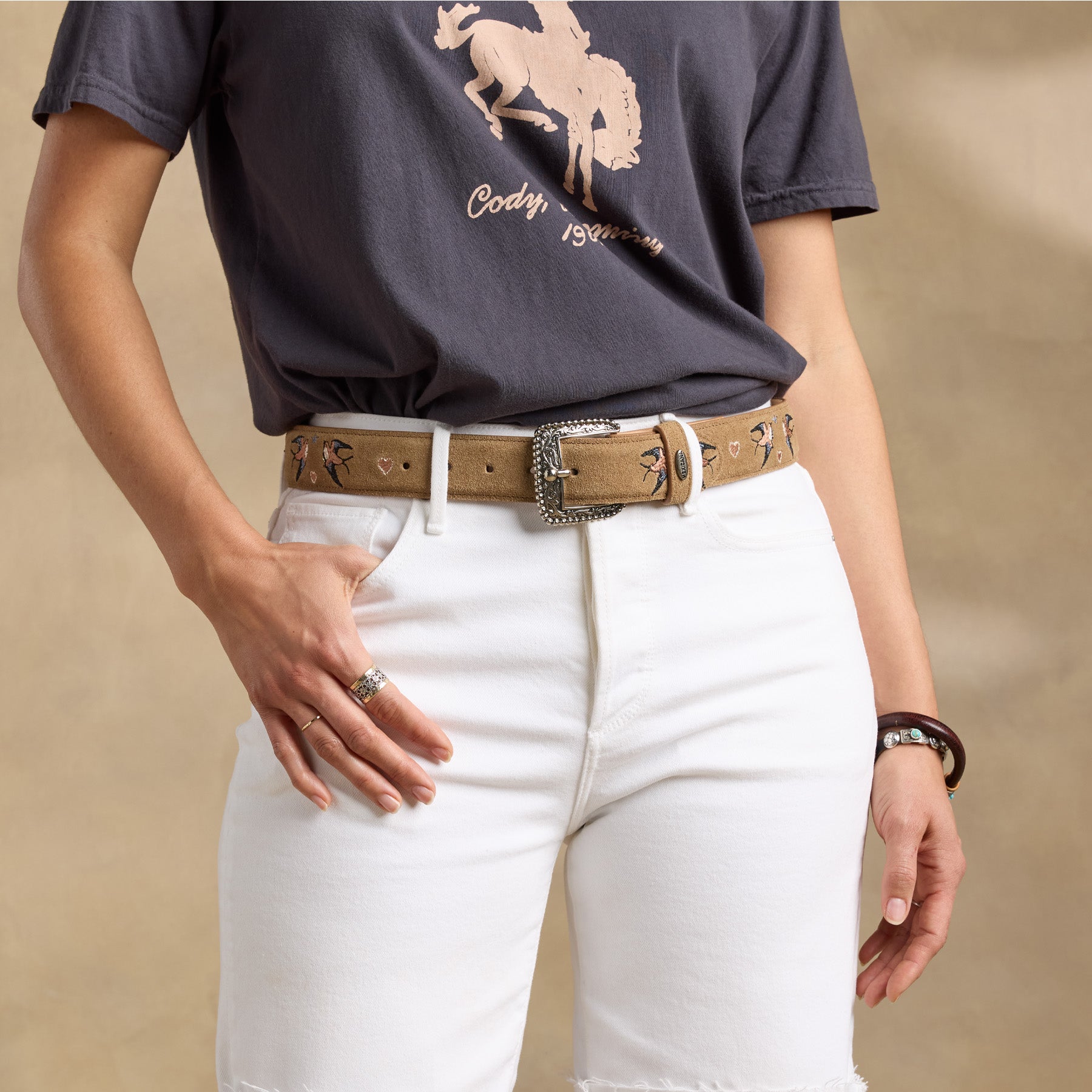 sundance-Swallow Song Embroidered Belt-Sundance Outlet