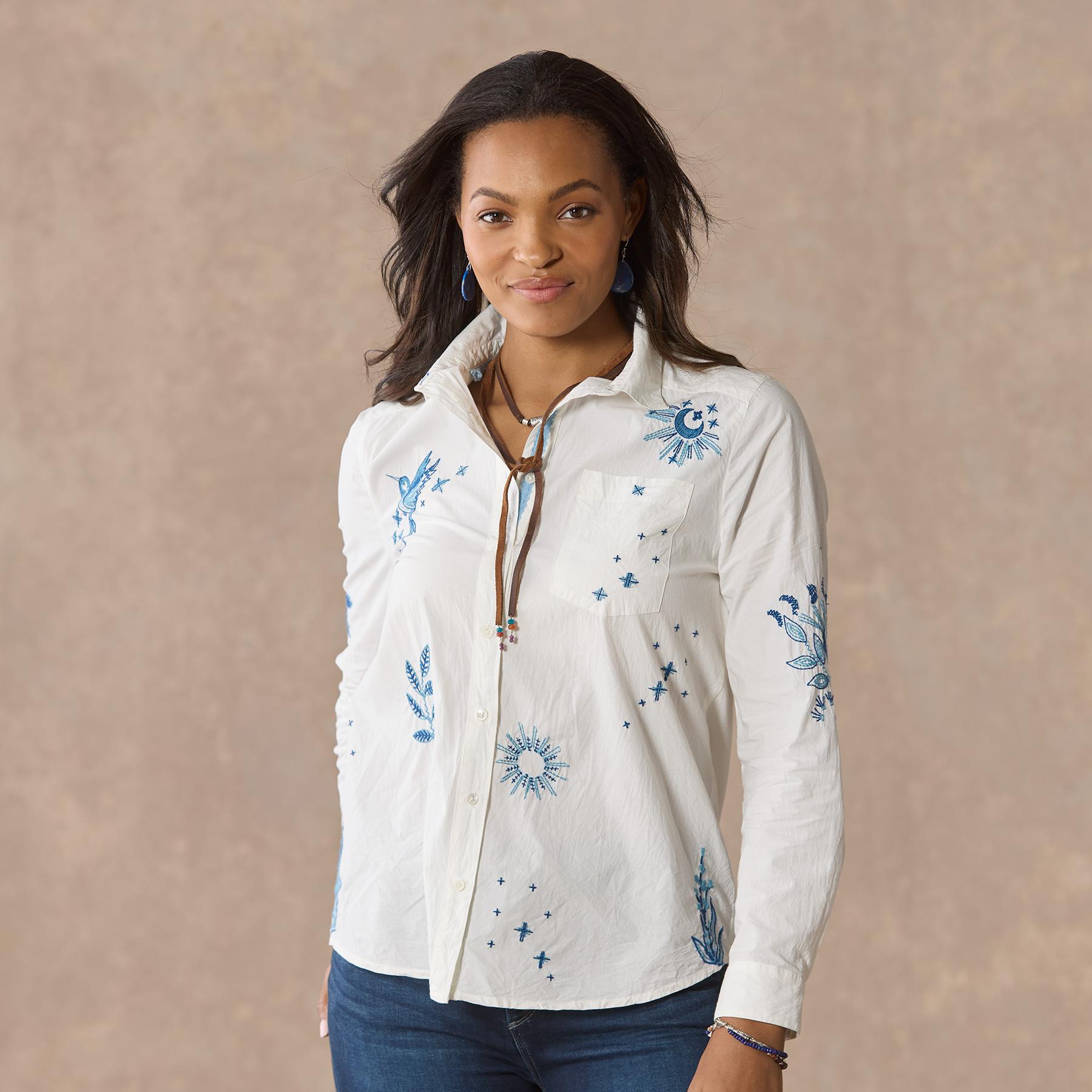 sundance-Karina Embroidered Shirt, Petite-Sundance Outlet