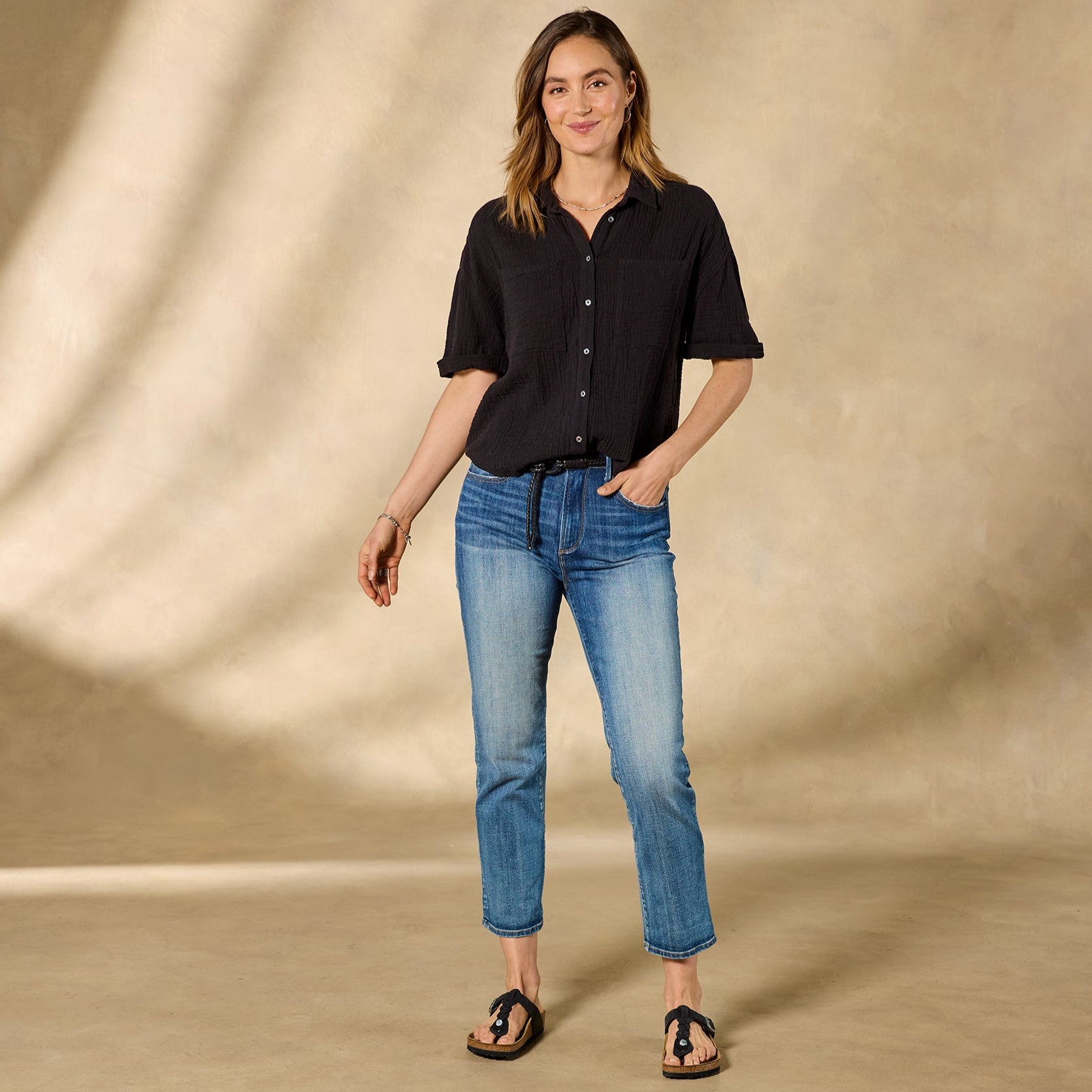 sundance-Mona Gauze Camp Shirt-Sundance Outlet