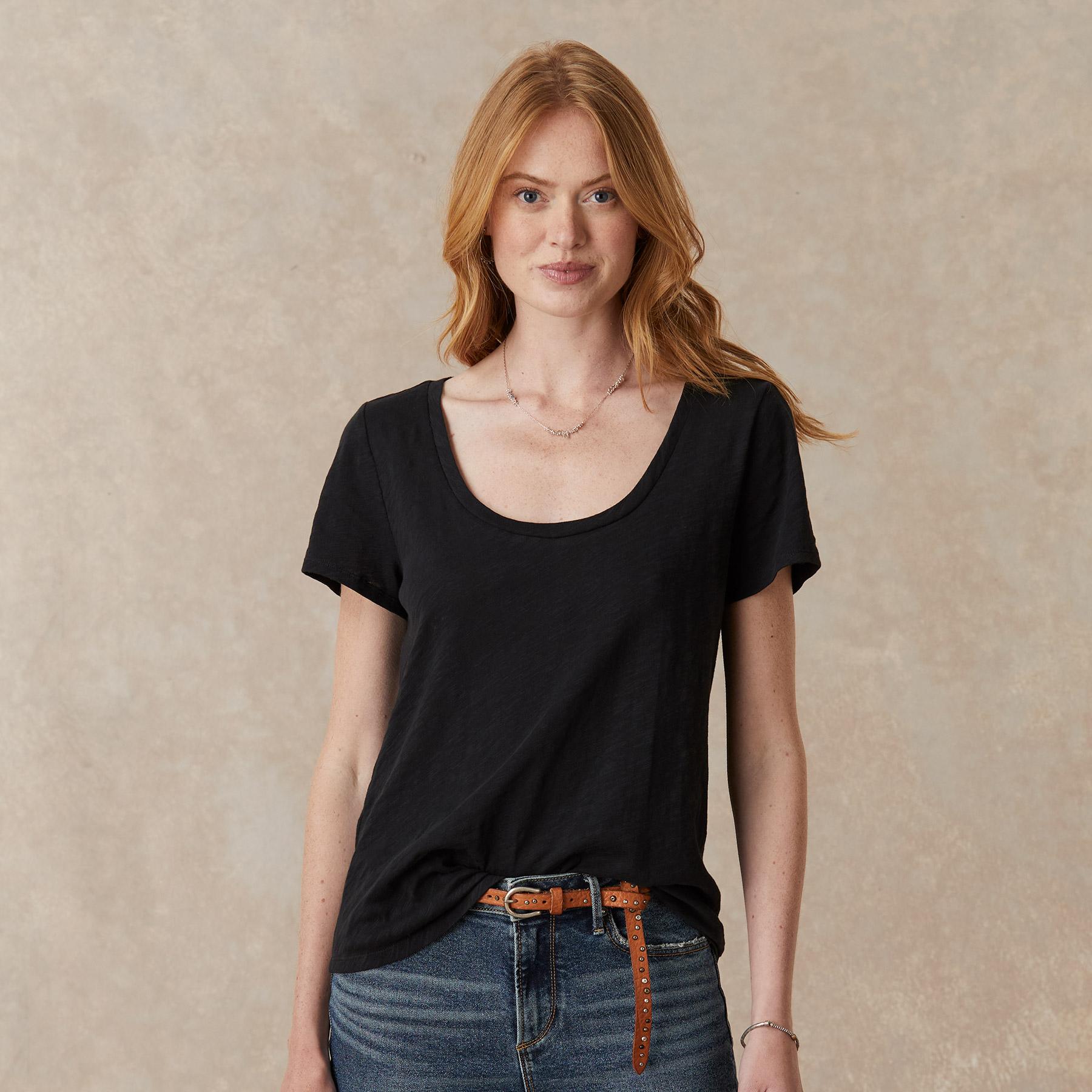 sundance-Ultimate Airy Slub Scoopneck Tee-Sundance Outlet