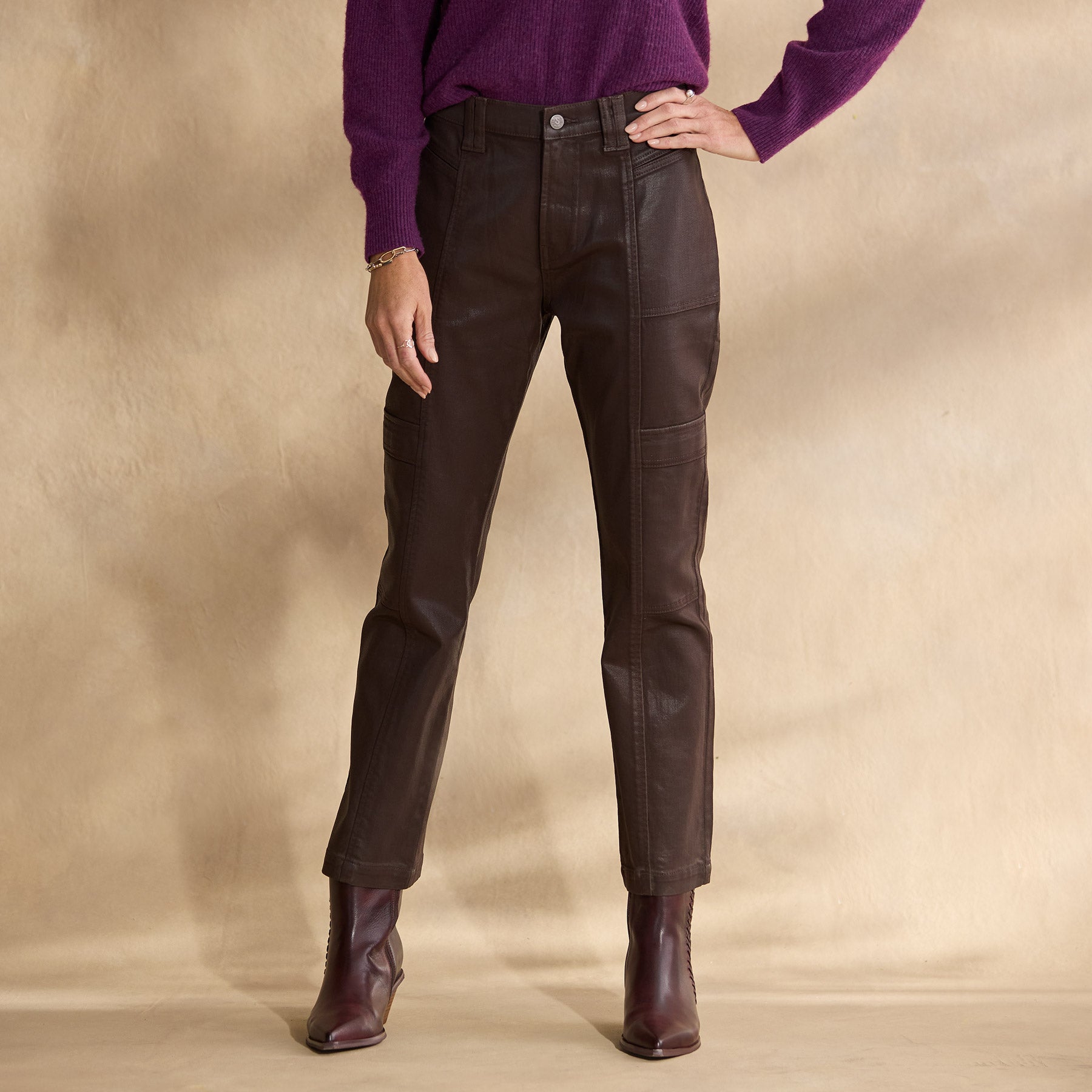 sundance-Coated Bronte Cargo Pants, Petite-Sundance Outlet