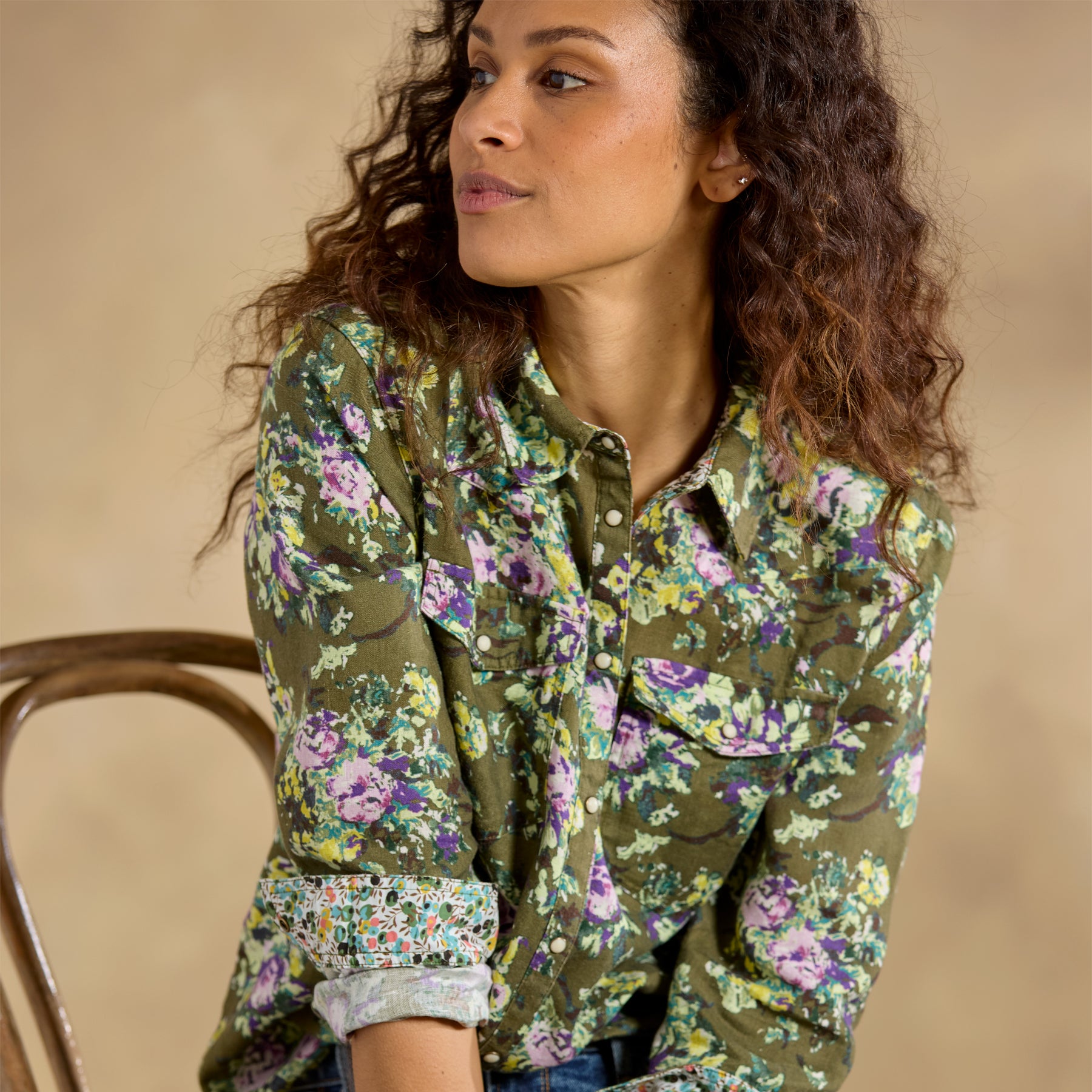 sundance-Willow Linen Floral Shirt, Petite-Sundance Outlet